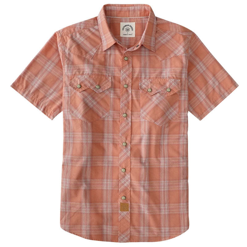 Dubinik? Men's Pearl Snap Sawtooth Pocket Western Plaid Shirt Short Sleeve#47021