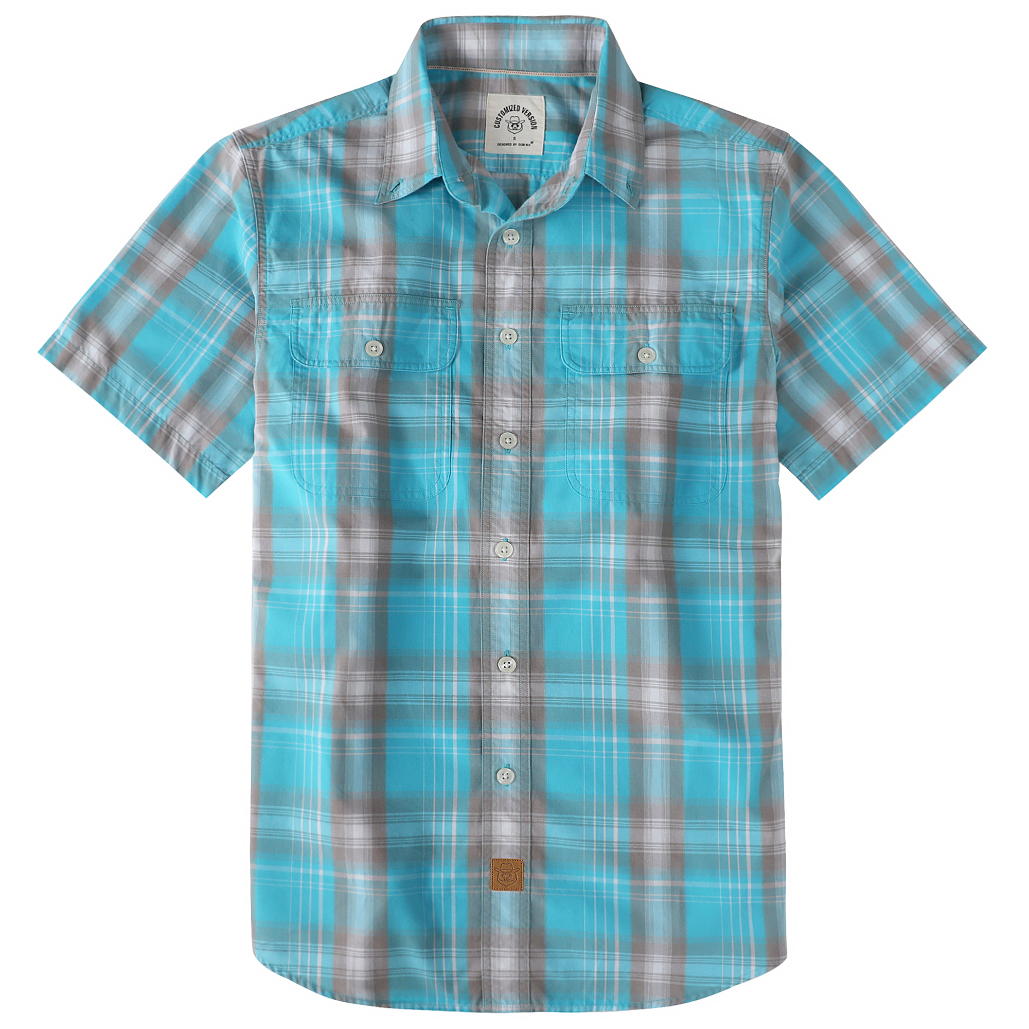 Dubinik? Mens Short Sleeve Button Down Shirts Plaid Casual Regular #49024