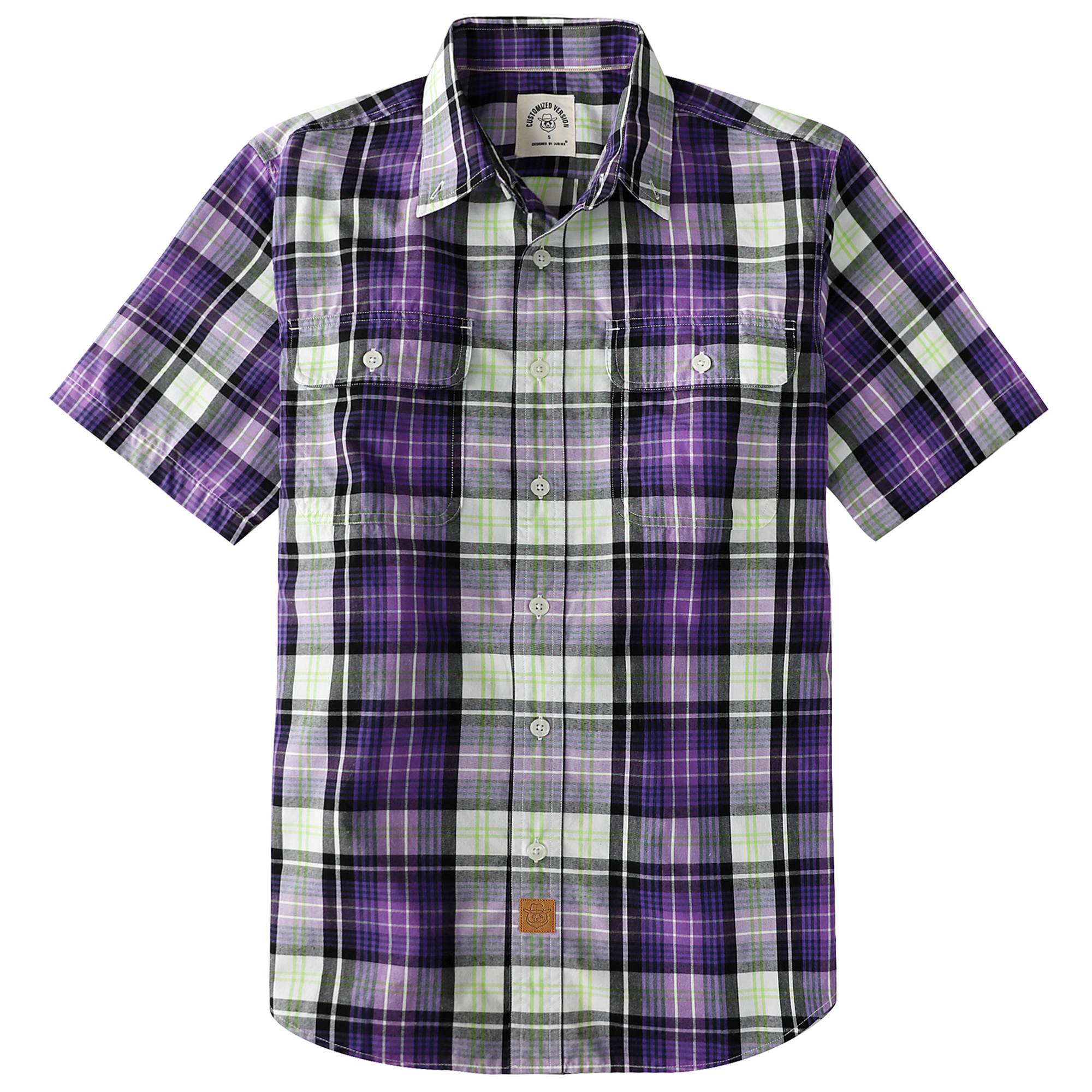 Dubinik? Mens Short Sleeve Button Down Shirts Plaid Casual Regular #49002