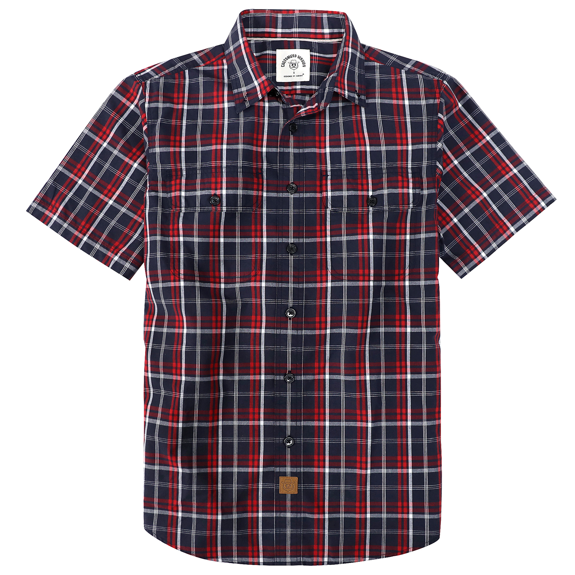 Dubinik? Mens Short Sleeve Button Down Shirts Plaid Casual Regular #49007