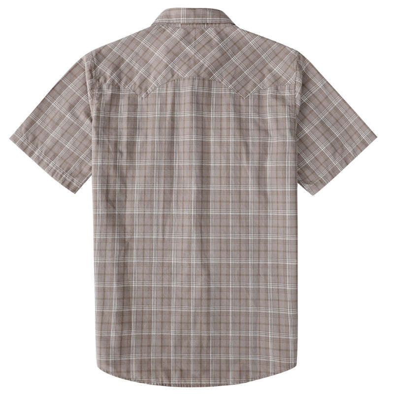 Dubinik? Men's Pearl Snap Sawtooth Pocket Western Plaid Shirt Short Sleeve#47016