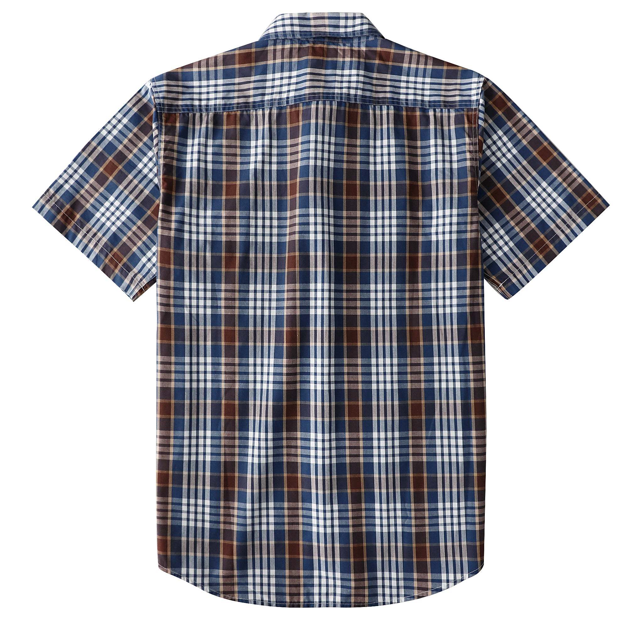 Dubinik? Mens Short Sleeve Button Down Shirts Plaid Casual Regular #49027