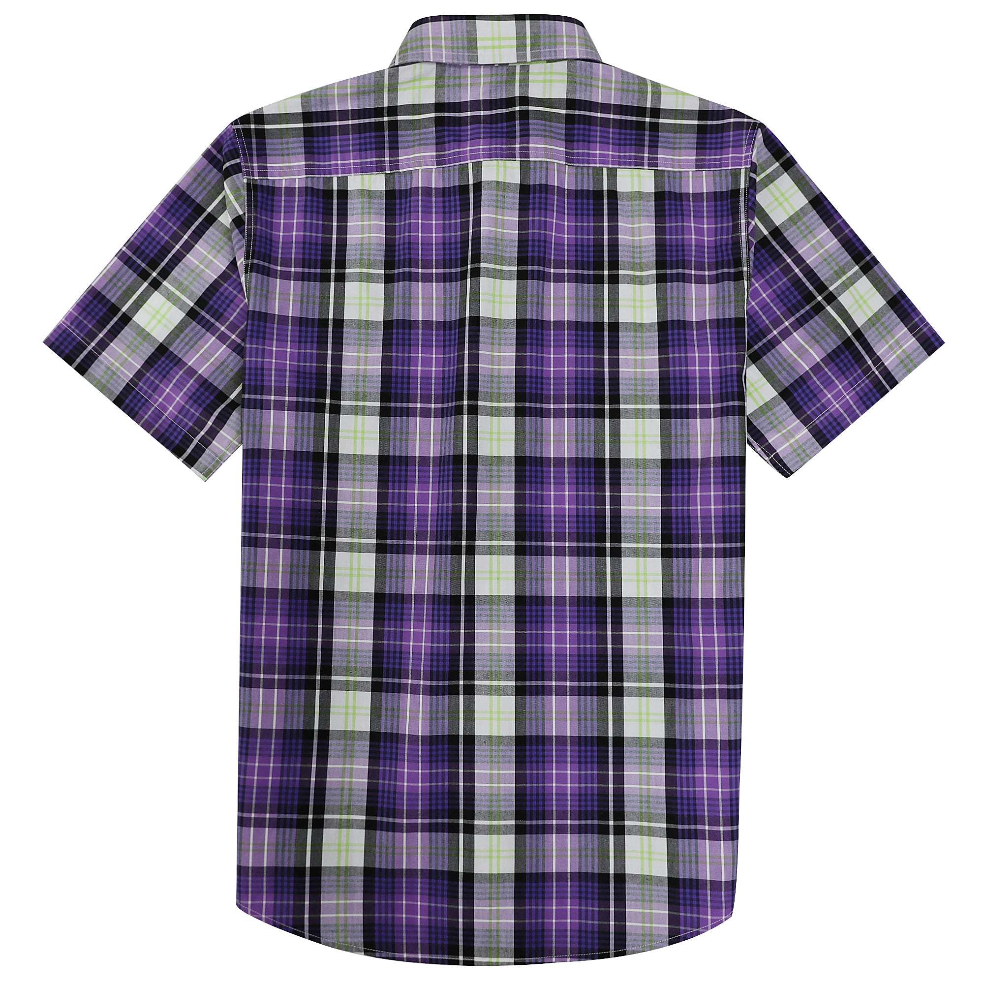 Dubinik? Mens Short Sleeve Button Down Shirts Plaid Casual Regular #49002