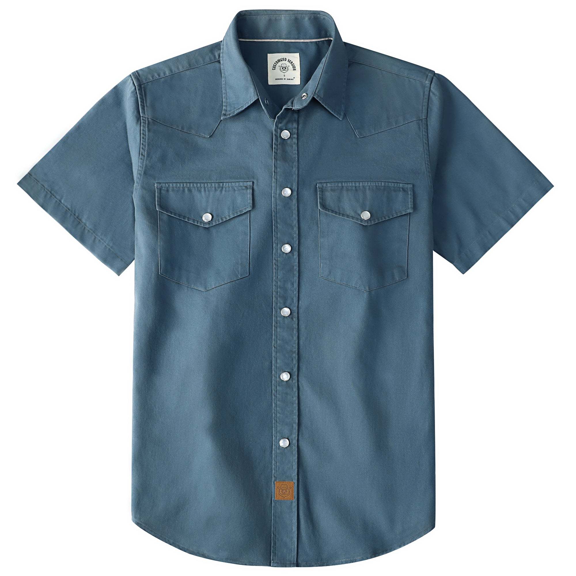 Dubinik? Mens Short Sleeve Work Shirt Snap Button Heavy Cotton#10507