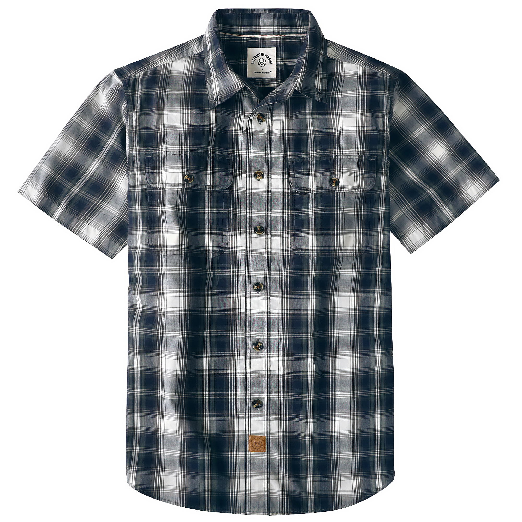 Dubinik? Mens Short Sleeve Button Down Shirts Plaid Casual Regular #49019