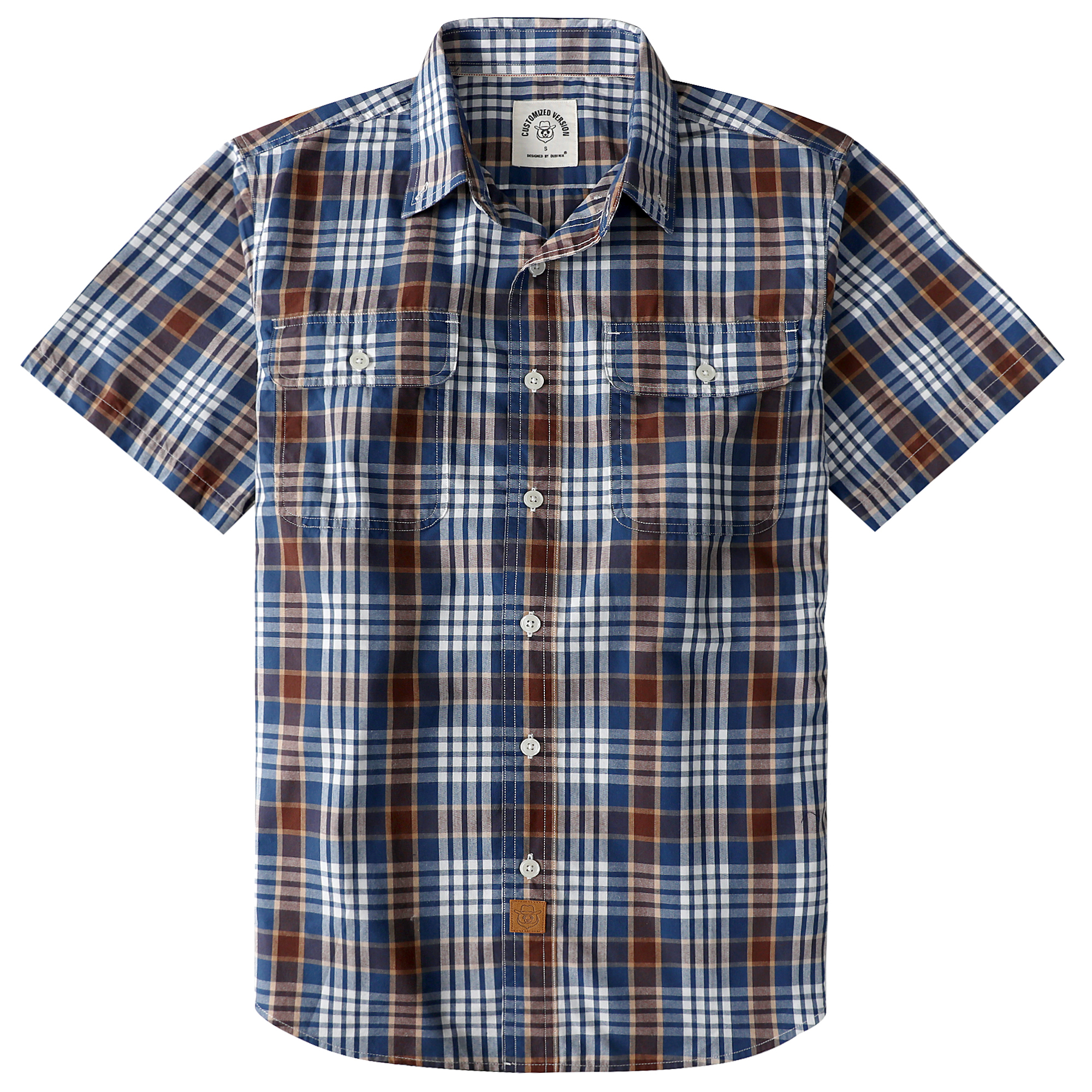 Dubinik? Mens Short Sleeve Button Down Shirts Plaid Casual Regular #49027
