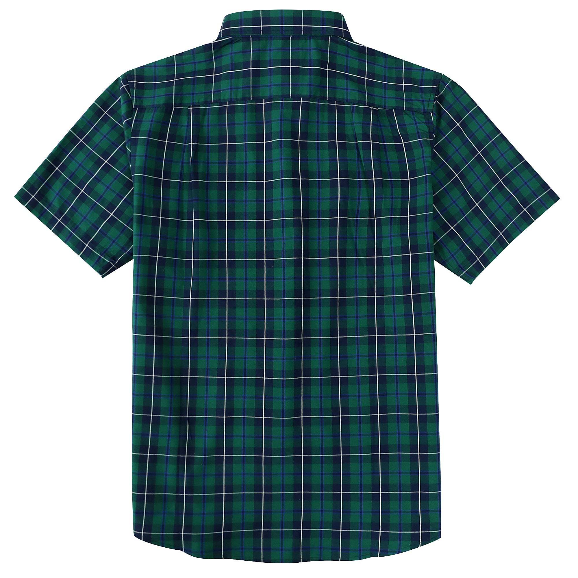 Dubinik? Short Sleeve Button Down Shirts 100% Cotton Plaid Casual Shirt with Pocket #0115