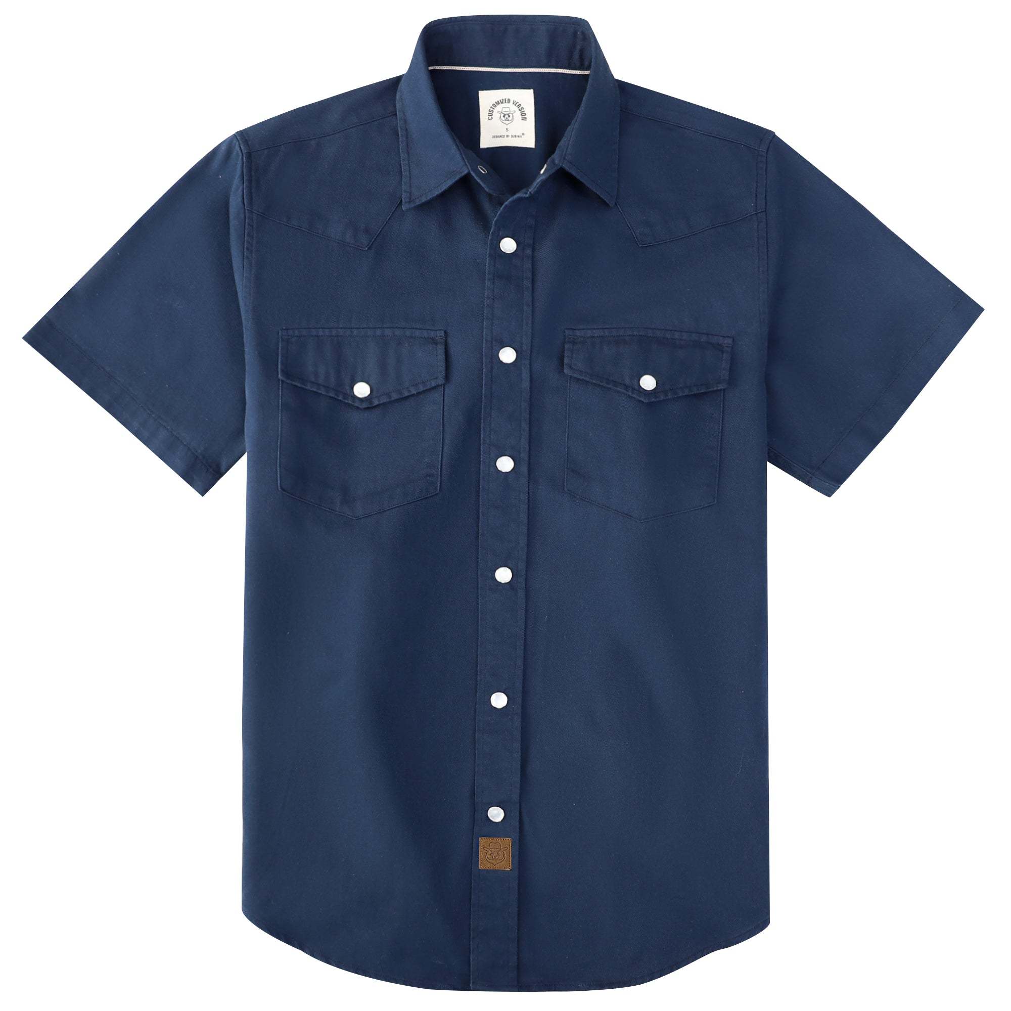 Dubinik? Mens Short Sleeve Work Shirt Snap Button Heavy Cotton#10502