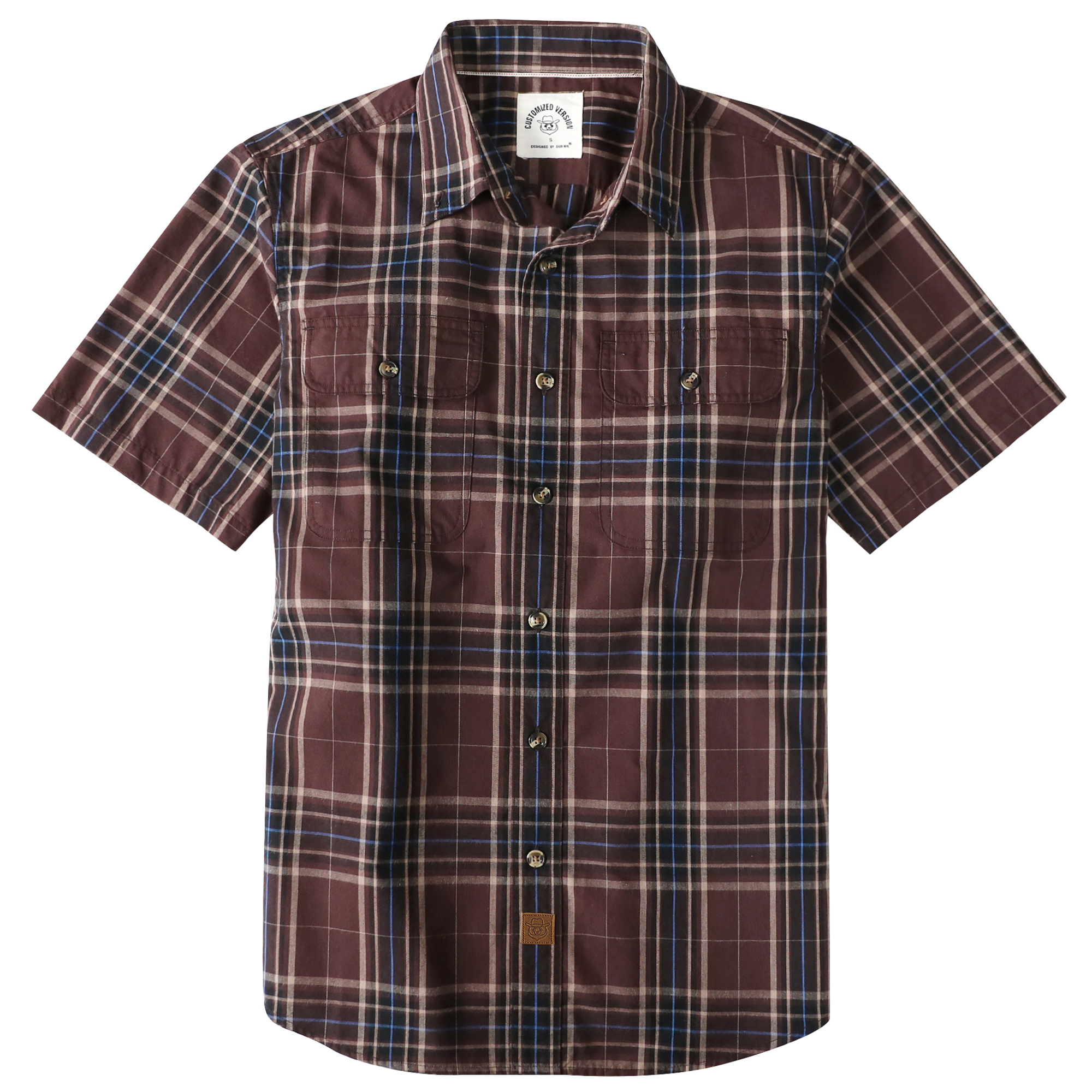 Dubinik? Mens Short Sleeve Button Down Shirts Plaid Casual Regular #49012