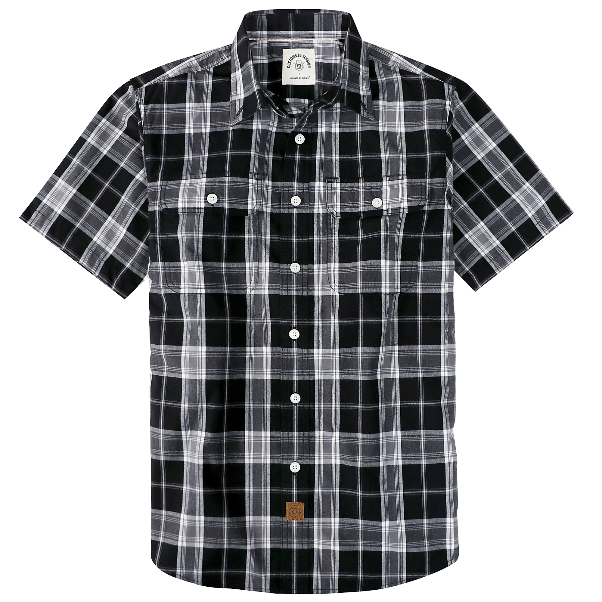 Dubinik? Mens Short Sleeve Button Down Shirts Plaid Casual Regular #49006