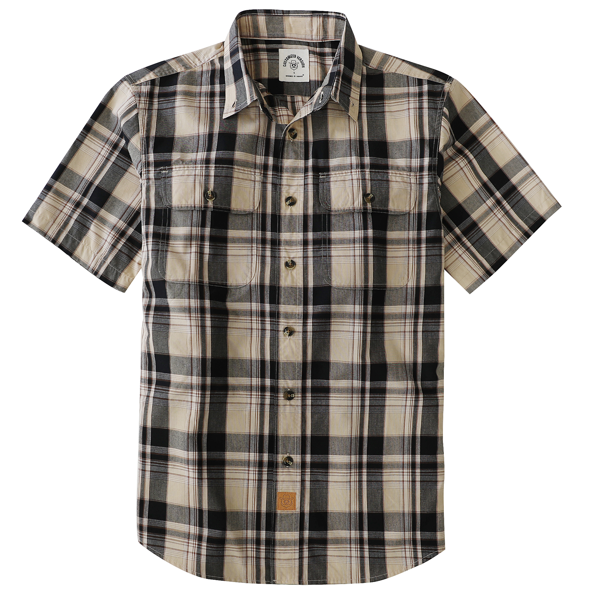 Dubinik? Mens Short Sleeve Button Down Shirts Plaid Casual Regular #49004