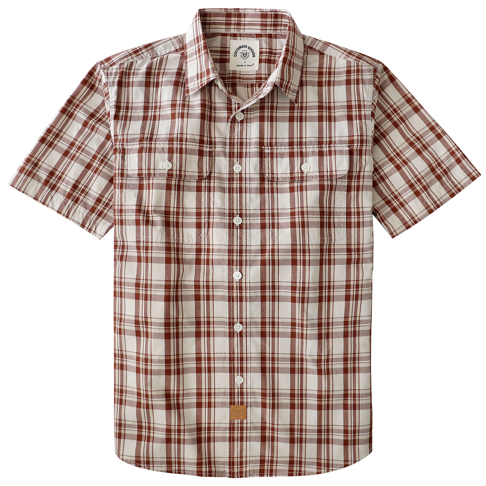 Dubinik® Mens Short Sleeve Button Down Shirts Plaid Casual Regular #49013