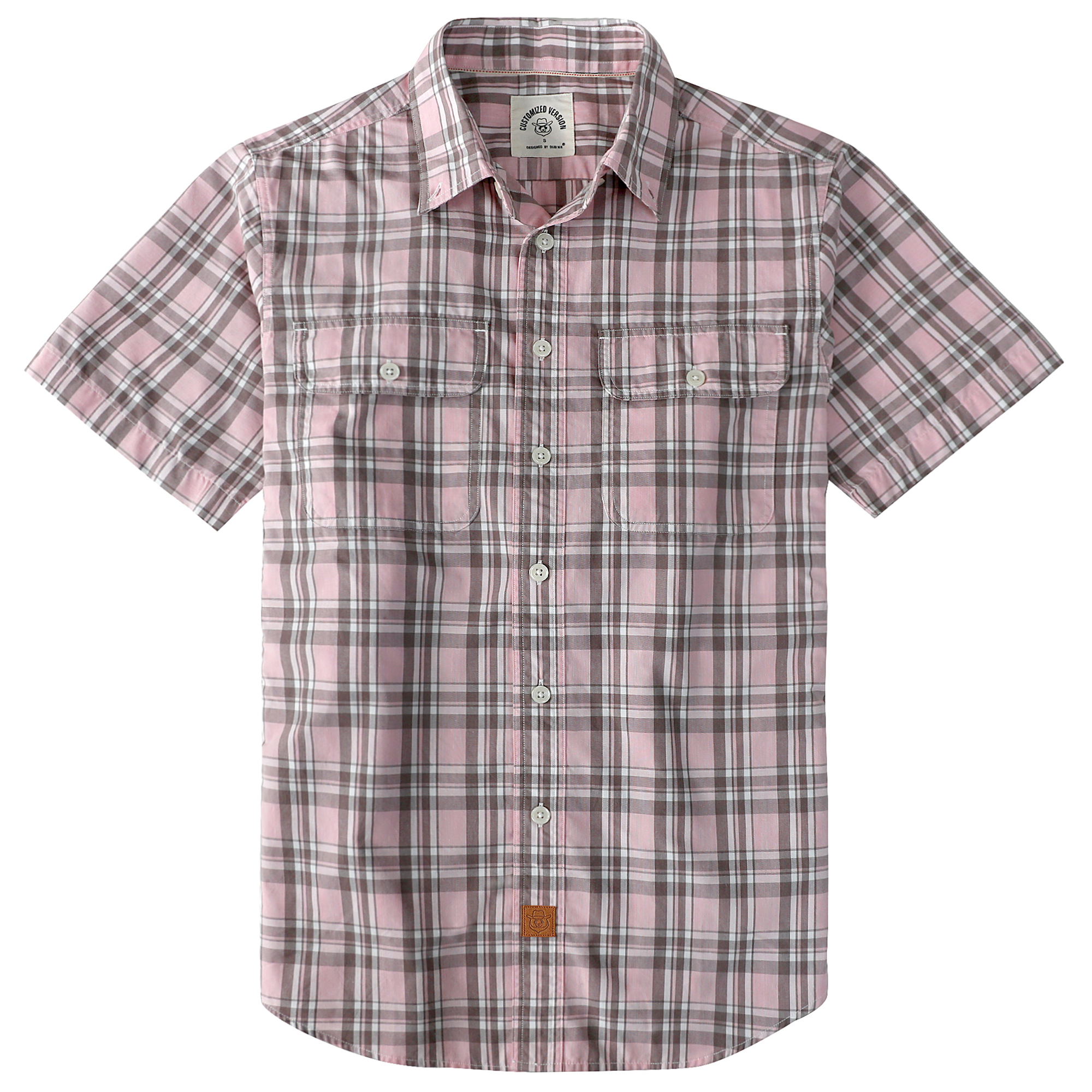 Dubinik®  Mens Short Sleeve Button Down Shirts Plaid Casual Regular #49018