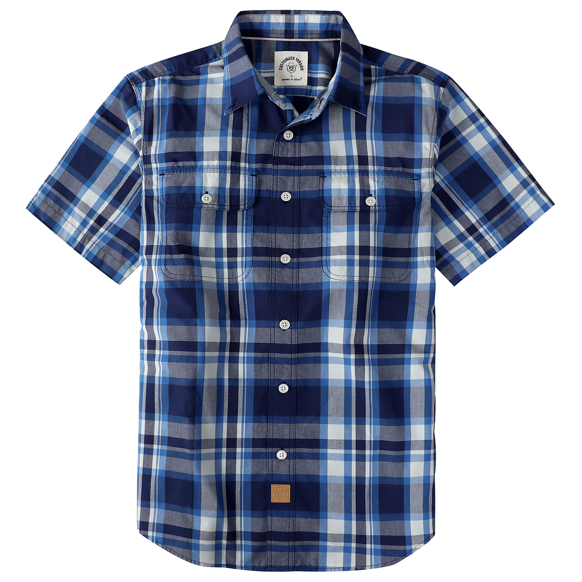 Dubinik®Mens Short Sleeve Button Down Shirts Plaid Casual Regular #49003