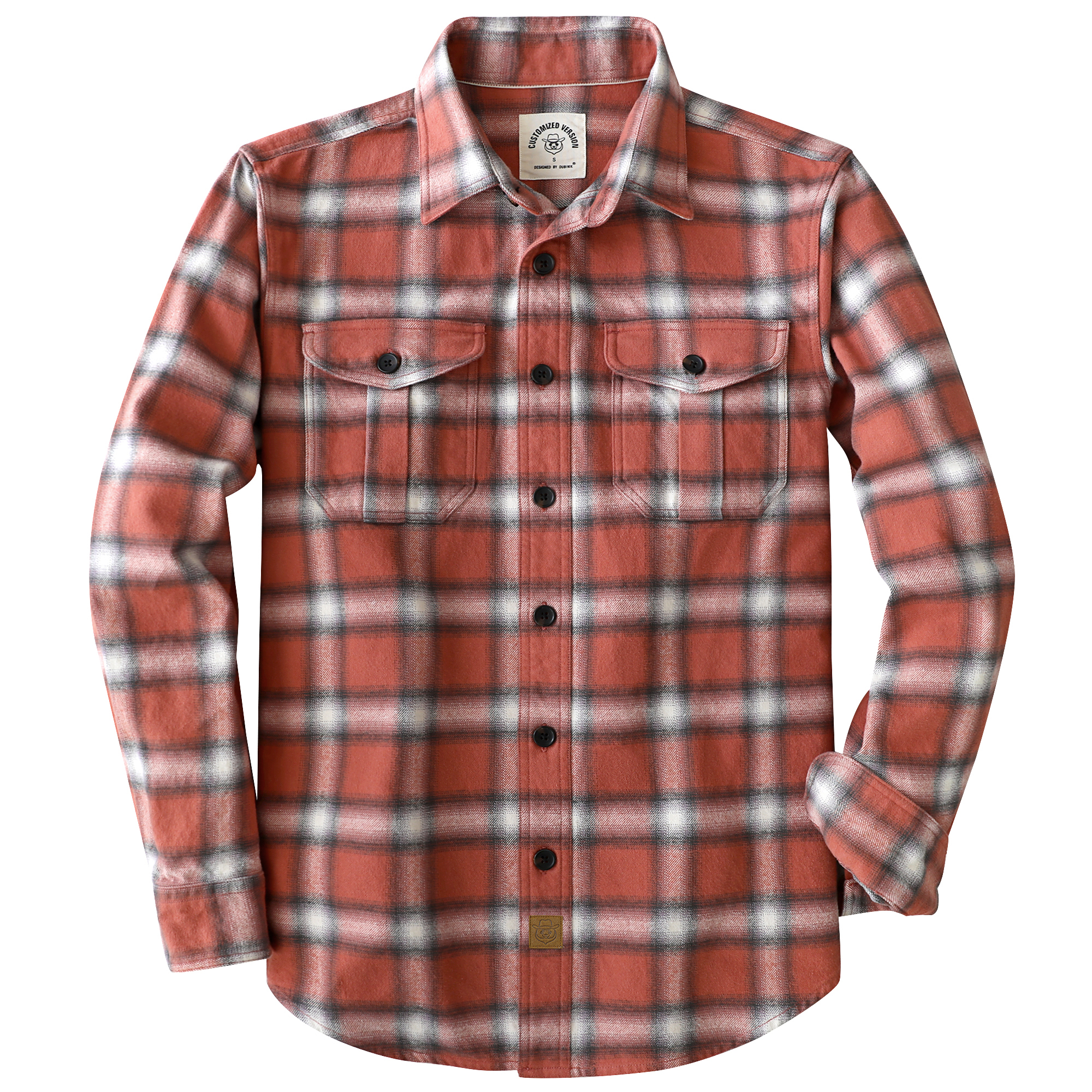 Dubinik® 8.6oz Heavyweight Flannel Shirt for Men Long Sleeve Vintage Work Shirts Casual Cotton Button Down Plaid Overshirt#22215