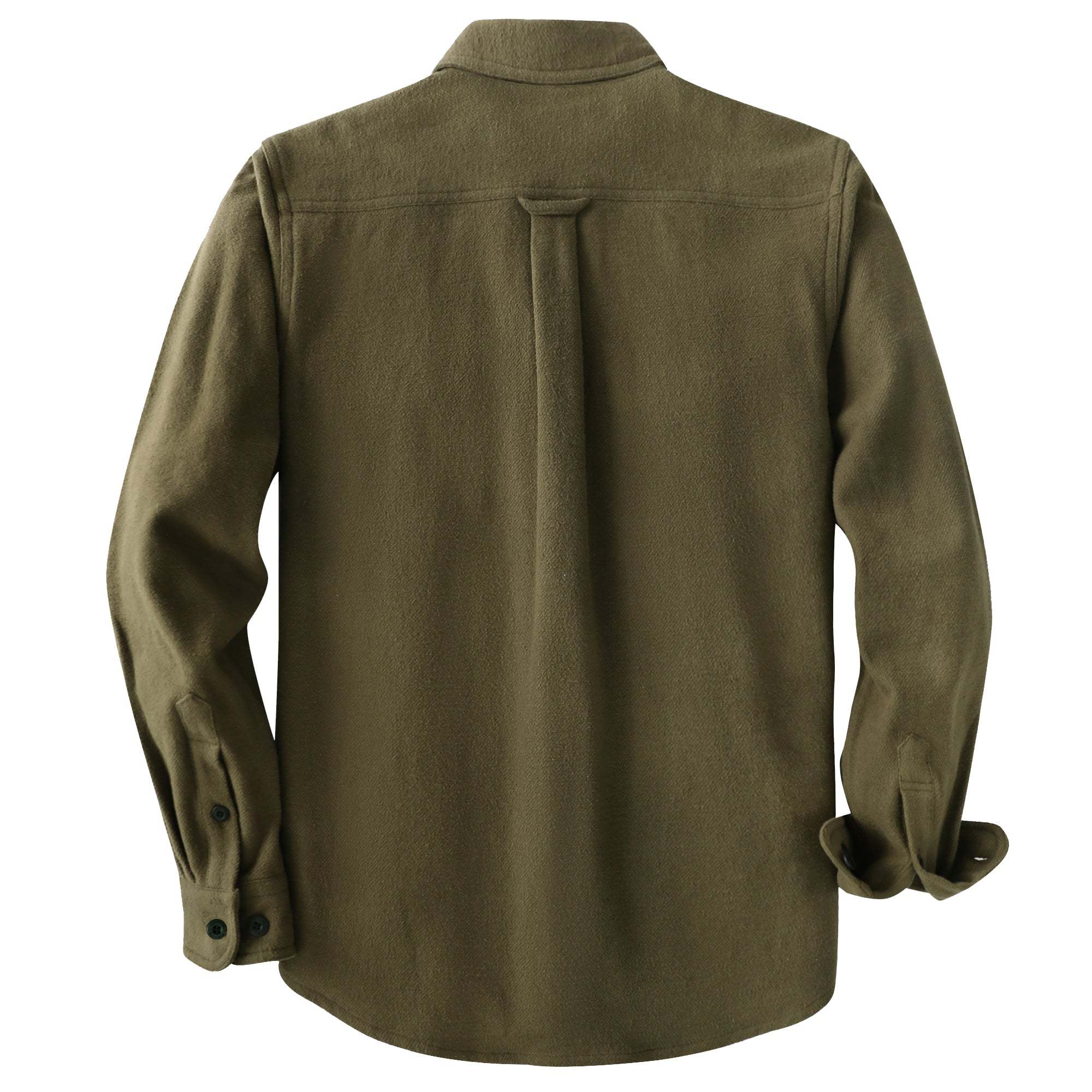 Dubinik® 10.8 oz Ultra Heavyweight Men's Flannel Shirt for Men, Olive Green Solid with Dual Chest Pockets for Winter Work & Casual#20105