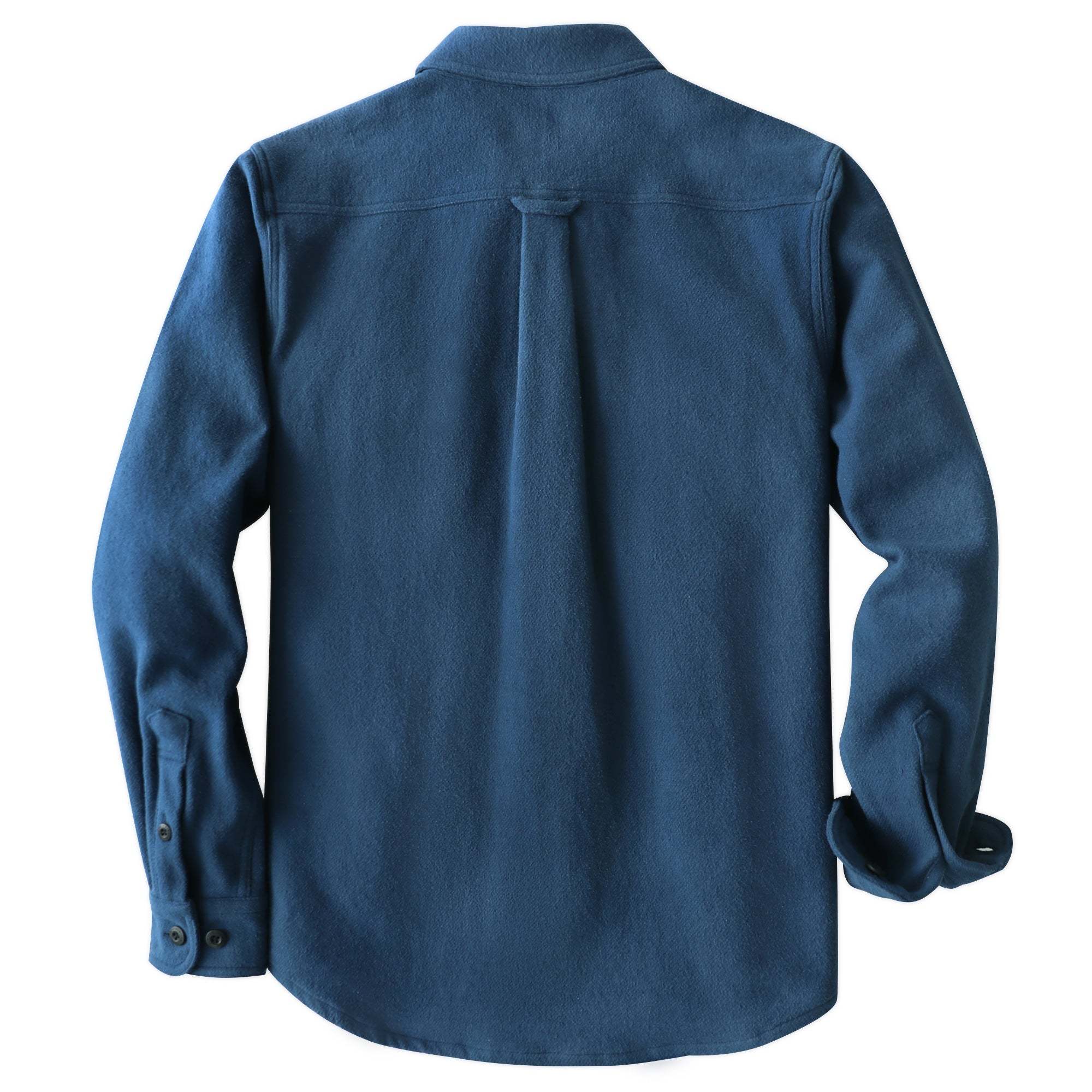 Dubinik® 10.8 oz Ultra Heavyweight Men's Flannel Shirt for Men, Midnight Blue Solid with Dual Chest Pockets for Winter Work & Casual#20108