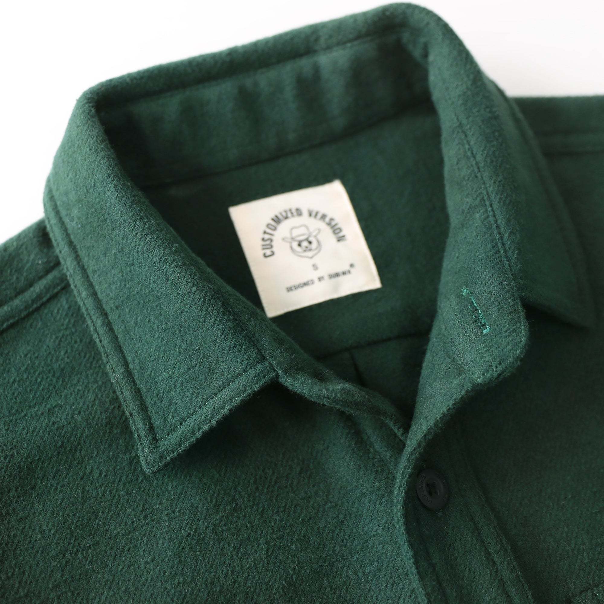 Dubinik® 10.8 oz Ultra Heavyweight Men's Flannel Shirt for Men, Deep Moss Green Solid with Dual Chest Pockets for Winter Work & Casual#20101