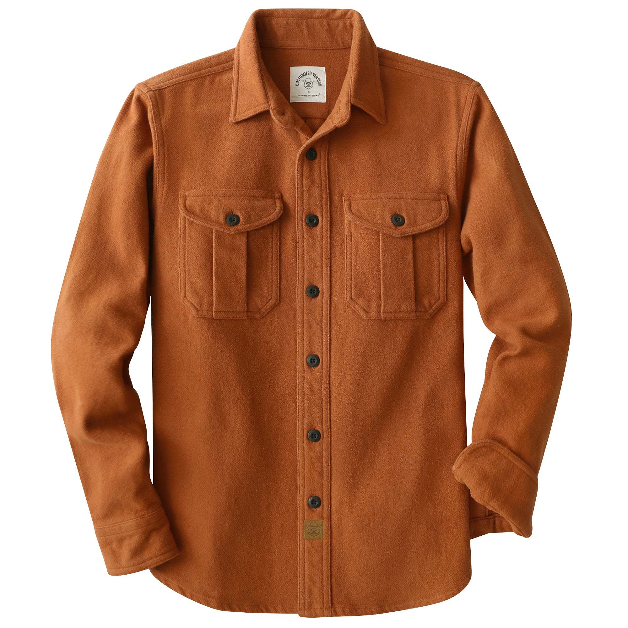 Dubinik® 10.8 oz Ultra Heavyweight Men's Flannel Shirt for Men, Caramel Brown Solid with Dual Chest Pockets for Winter Work & Casual#20112