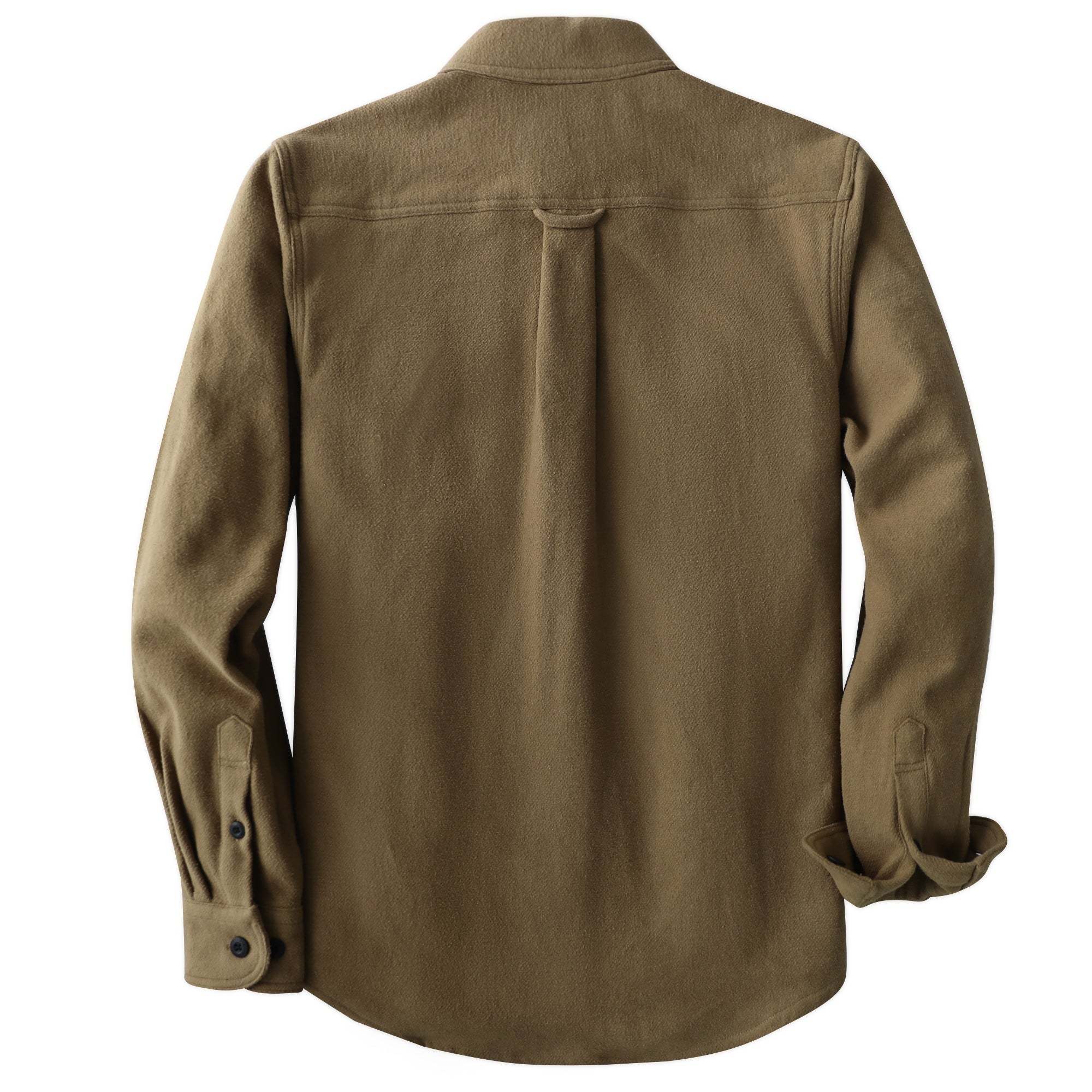 Dubinik® 10.8 oz Ultra Heavyweight Men's Flannel Shirt for Men, Khaki Solid with Dual Chest Pockets for Winter Work & Casual#20107