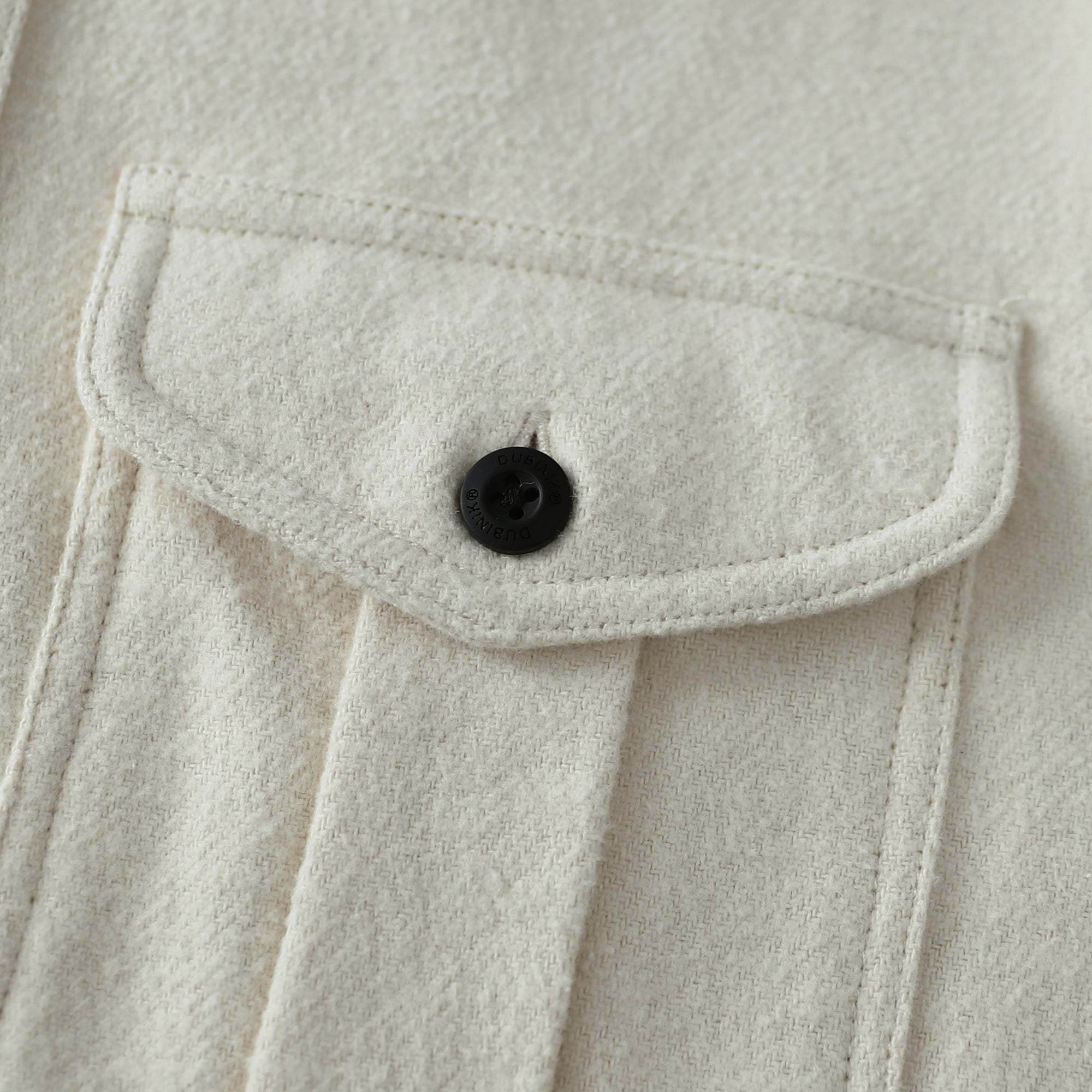 Dubinik® 10.8 oz Ultra Heavyweight Men's Flannel Shirt for Men, Ivory White Solid with Dual Chest Pockets for Winter Work & Casual#20104