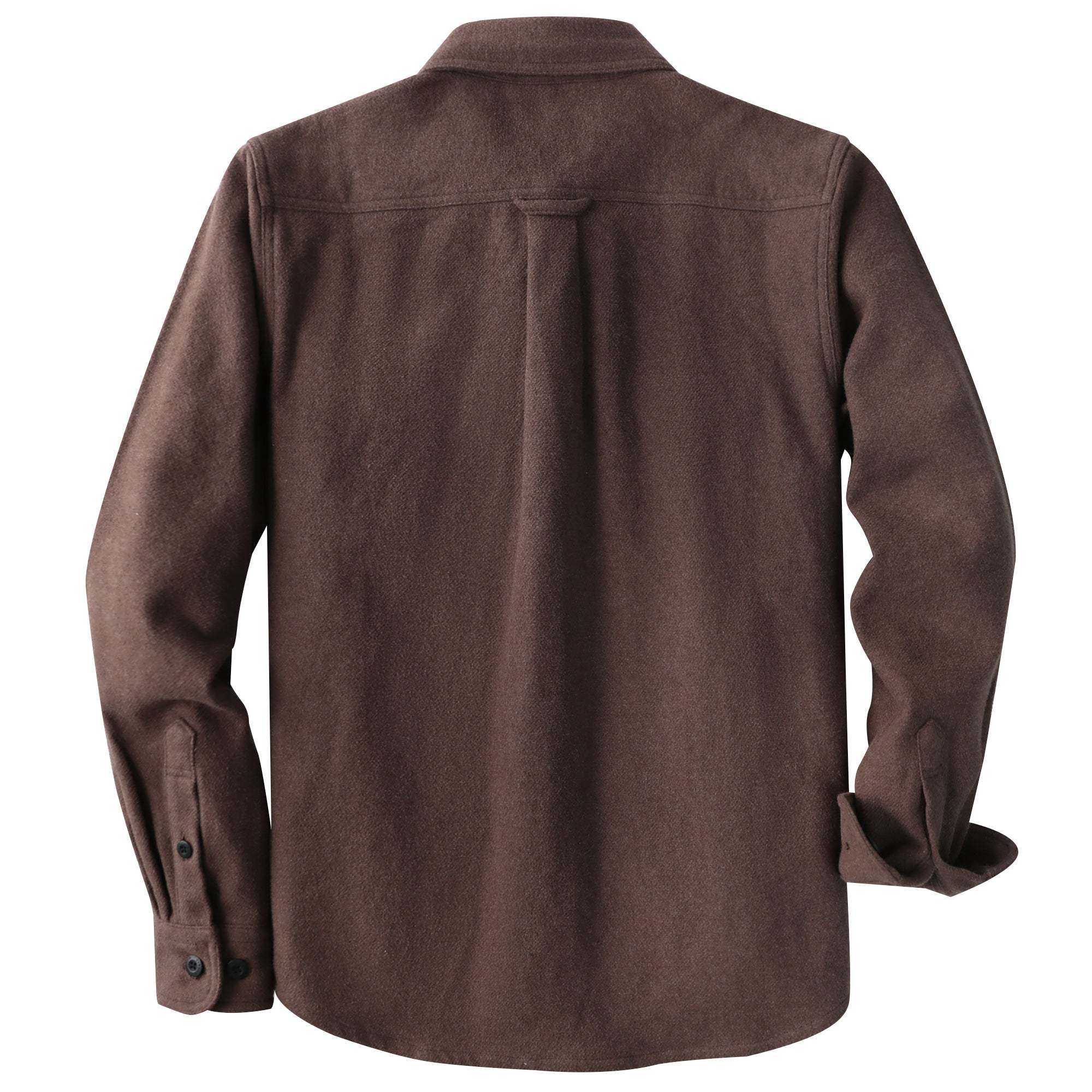 Dubinik® 10.8 oz Ultra Heavyweight Men's Flannel Shirt for Men, Espresso Brown Solid with Dual Chest Pockets for Winter Work & Casual#20110