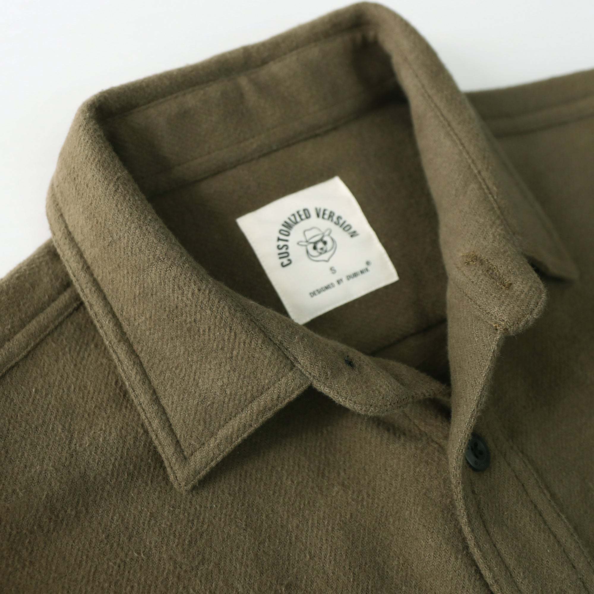 Dubinik® 10.8 oz Ultra Heavyweight Men's Flannel Shirt for Men, Olive Green Solid with Dual Chest Pockets for Winter Work & Casual#20105