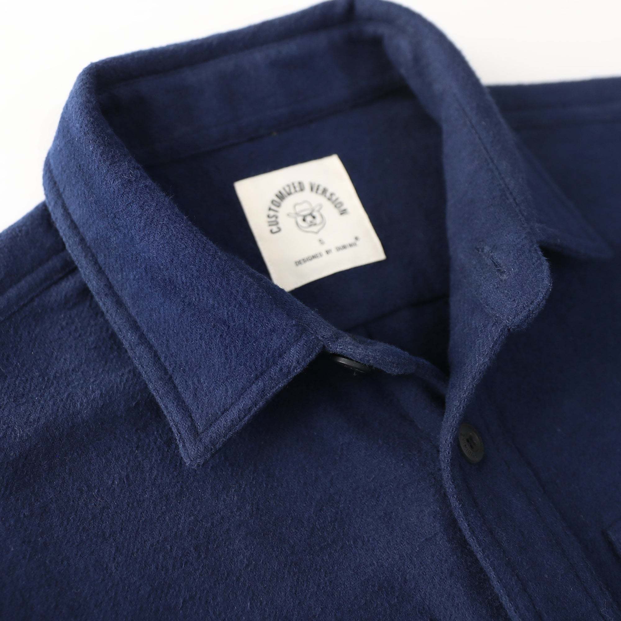 Dubinik® 10.8 oz Ultra Heavyweight Men's Flannel Shirt for Men, Dark Navy Blue Solid with Dual Chest Pockets for Winter Work & Casual#20102