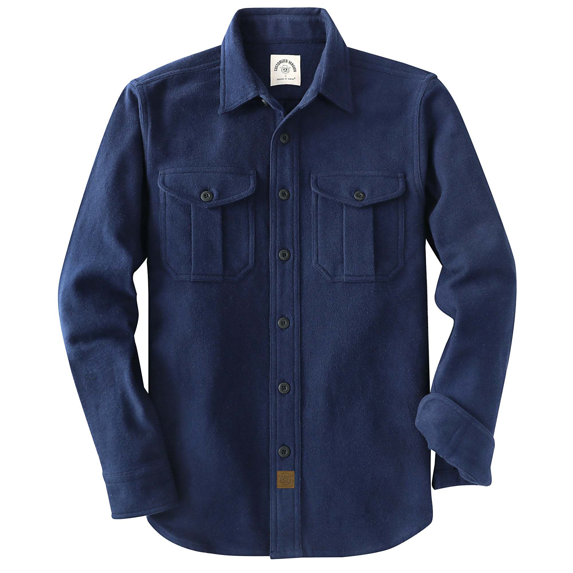 Dubinik® 10.8 oz Ultra Heavyweight Men's Flannel Shirt for Men, Dark Navy Blue Solid with Dual Chest Pockets for Winter Work & Casual#20102