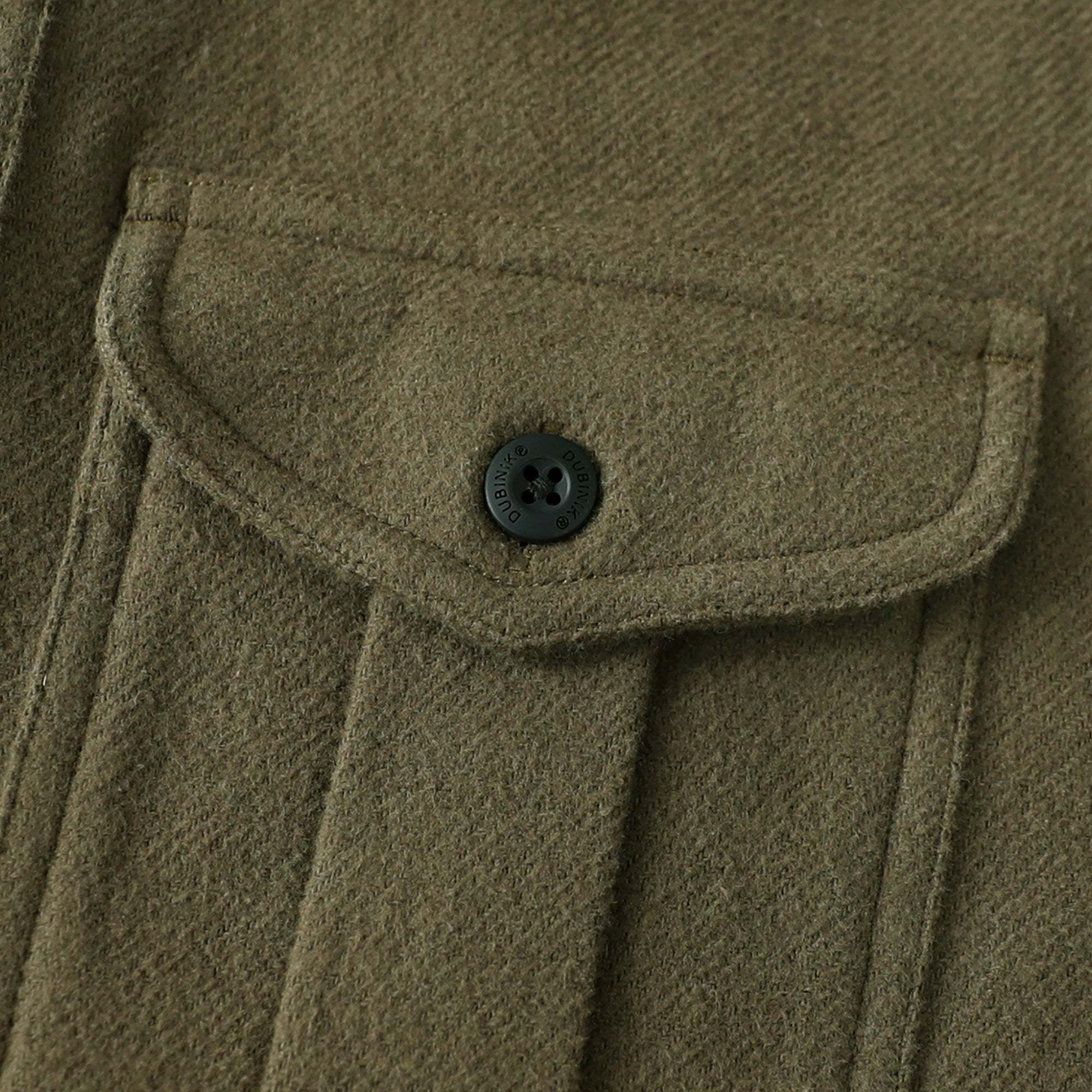 Dubinik® 10.8 oz Ultra Heavyweight Men's Flannel Shirt for Men, Olive Green Solid with Dual Chest Pockets for Winter Work & Casual#20105