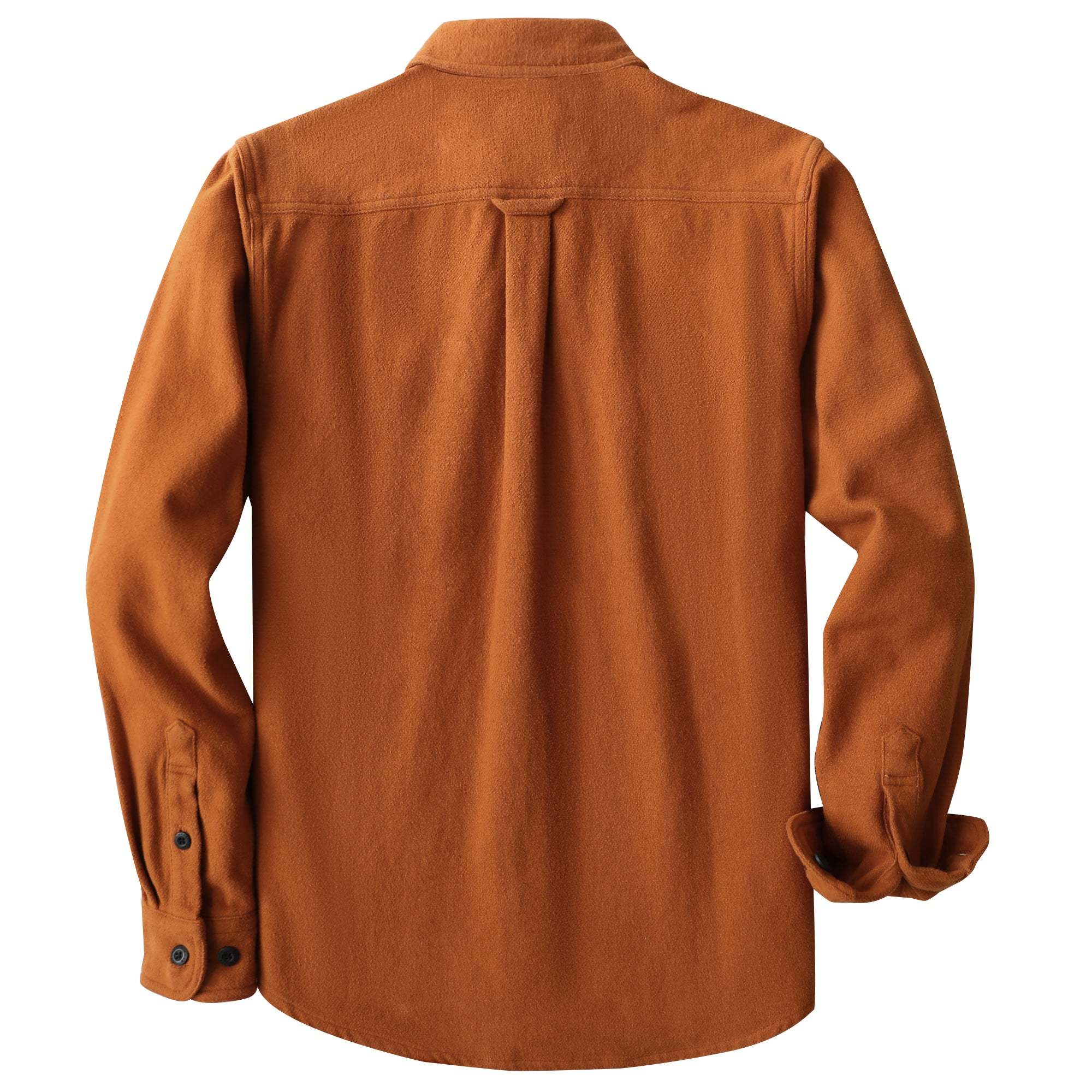 Dubinik® 10.8 oz Ultra Heavyweight Men's Flannel Shirt for Men, Caramel Brown Solid with Dual Chest Pockets for Winter Work & Casual#20112