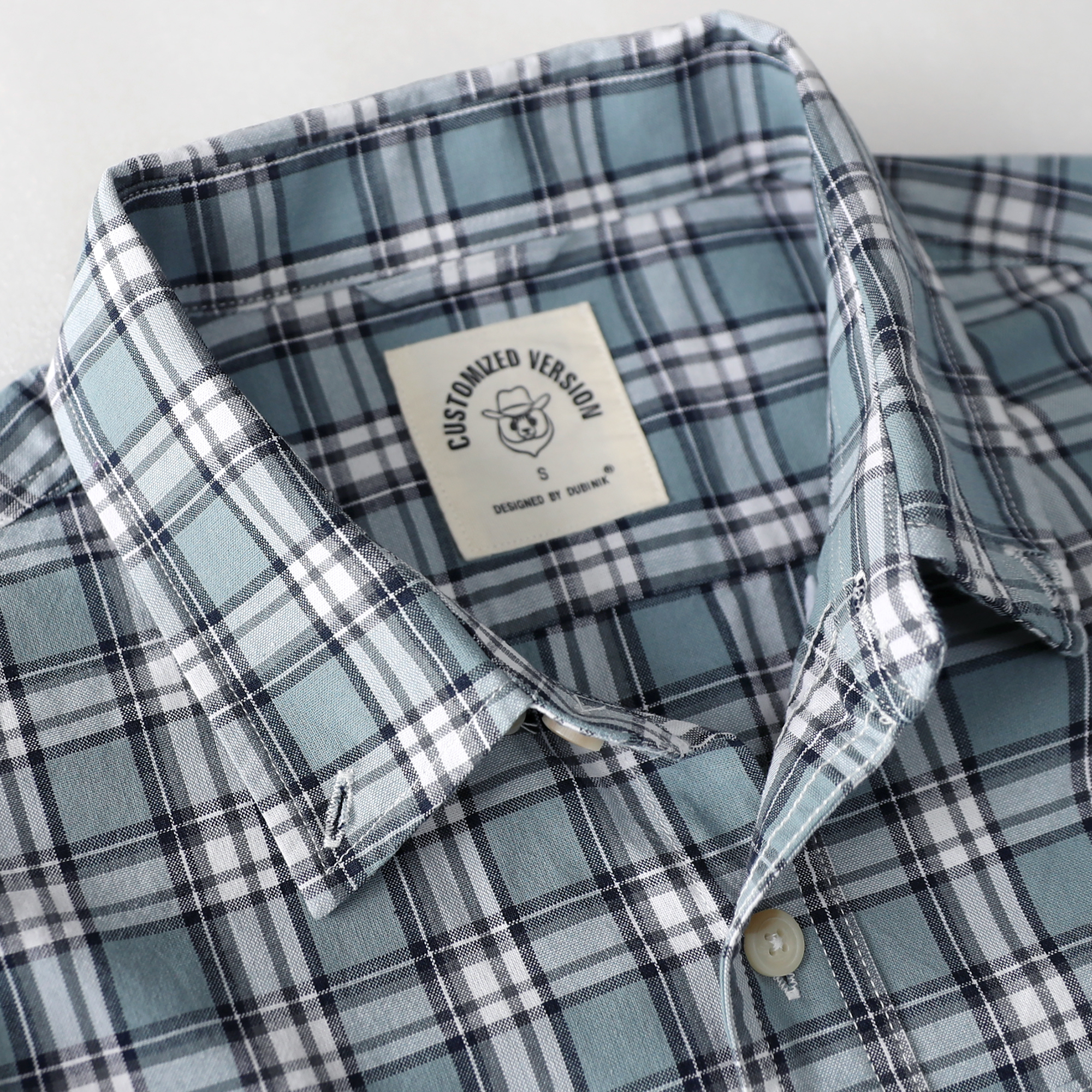 Dubinik® 4.6oz Mens Lightweight Pure Cotton Long Sleeve Button Down Plaid Shirt#101812