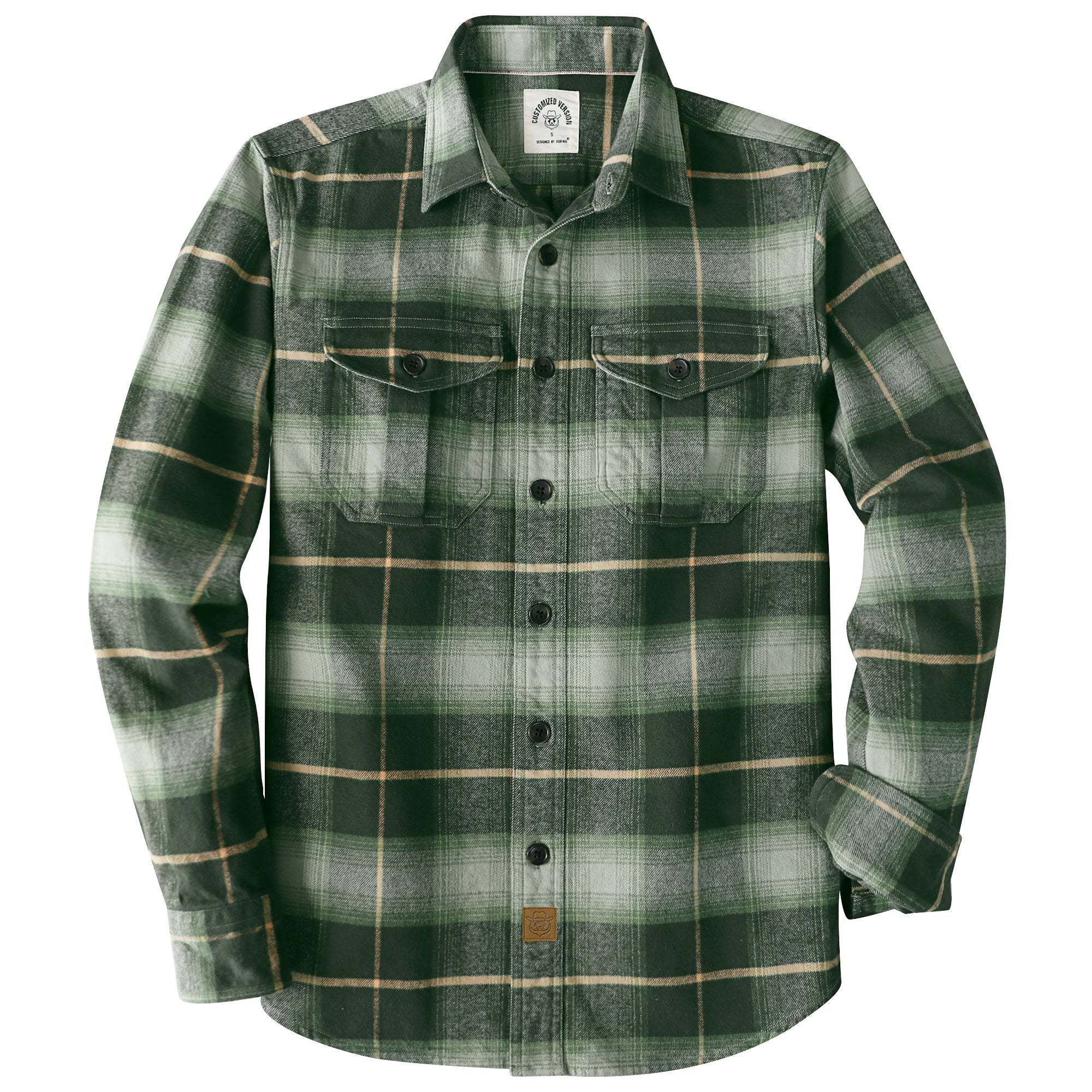 Dubinik® 8.6oz Heavyweight Flannel Shirt for Men Long Sleeve Vintage Work Shirts Casual Cotton Button Down Plaid Overshirt#22206