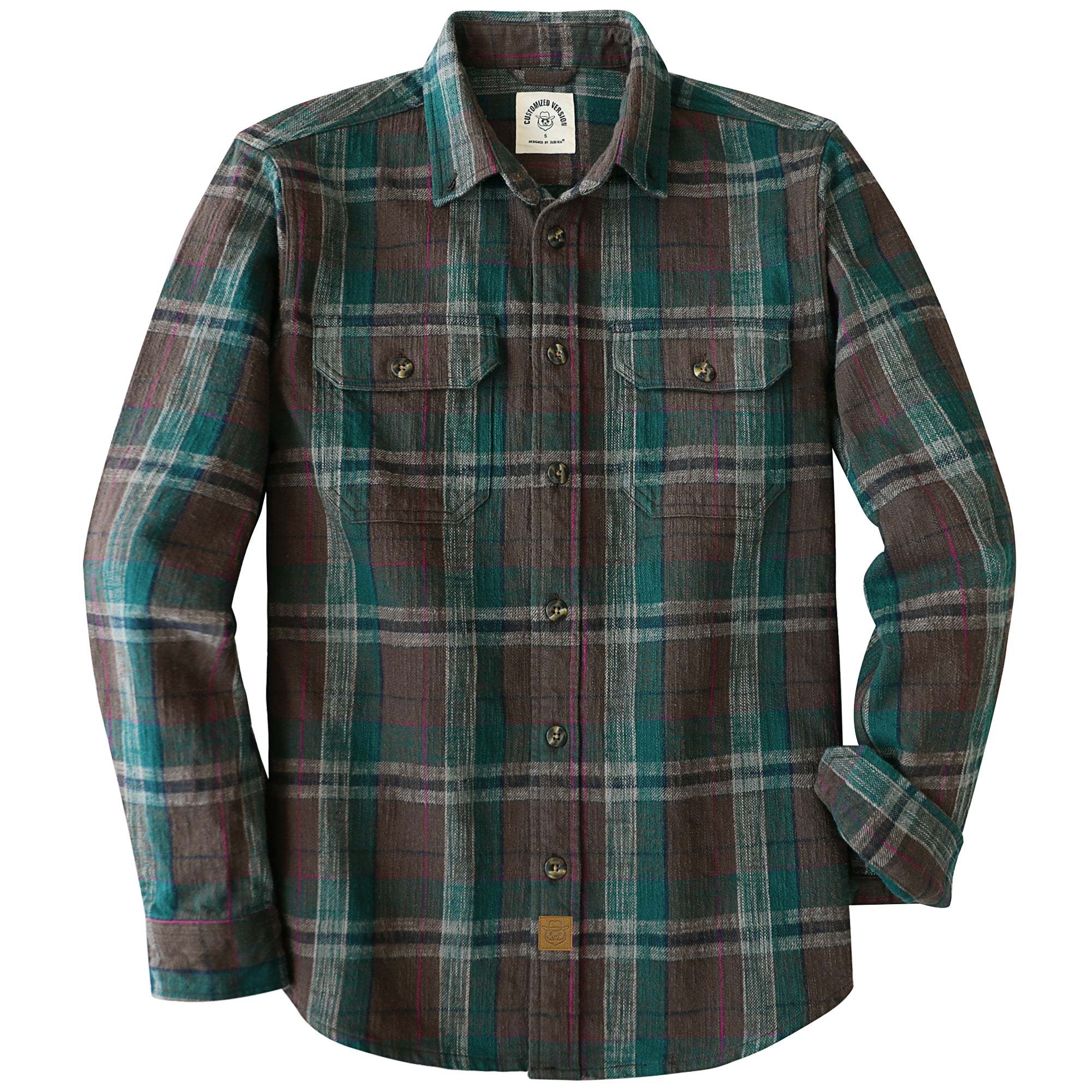 Dubinik® 9.7oz Heavyweight Flannel Shirt for Men Long Sleeve Cotton Plaid#22402