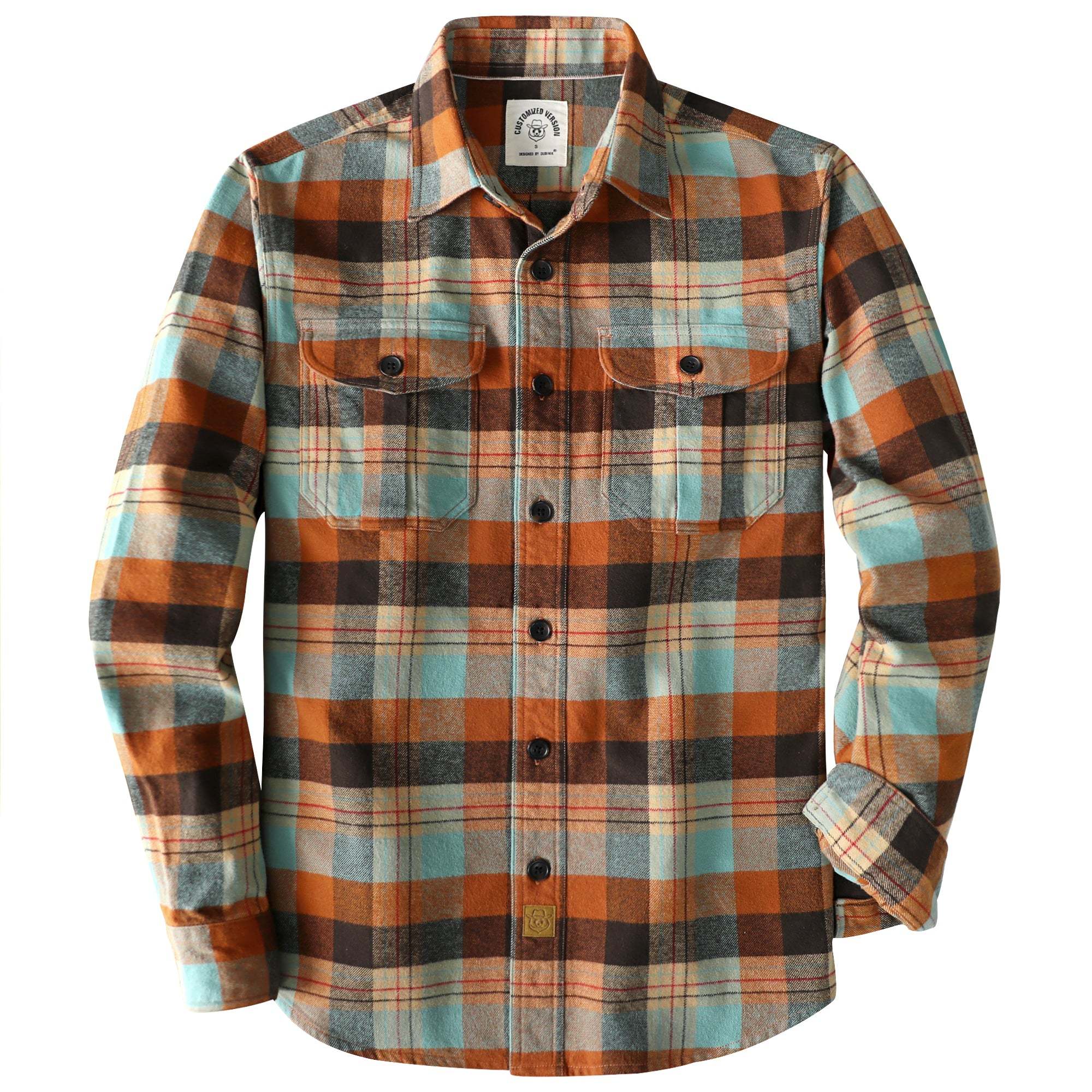 Dubinik® 8.6oz Heavyweight Flannel Shirt for Men Long Sleeve Vintage Work Shirts Casual Cotton Button Down Plaid Overshirt#22209