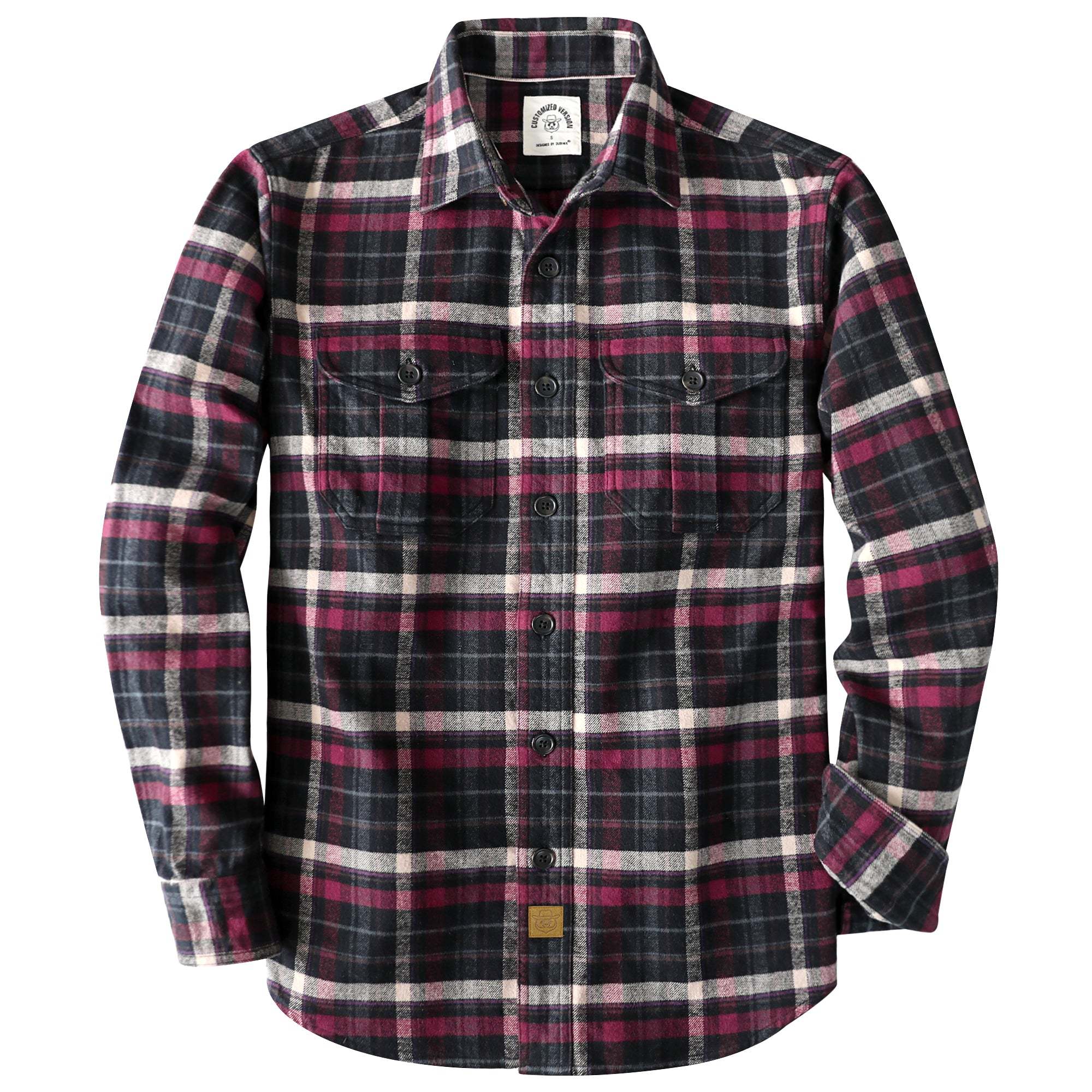Dubinik® 8.6oz Heavyweight Flannel Shirt for Men Long Sleeve Vintage Work Shirts Casual Cotton Button Down Plaid Overshirt#22216