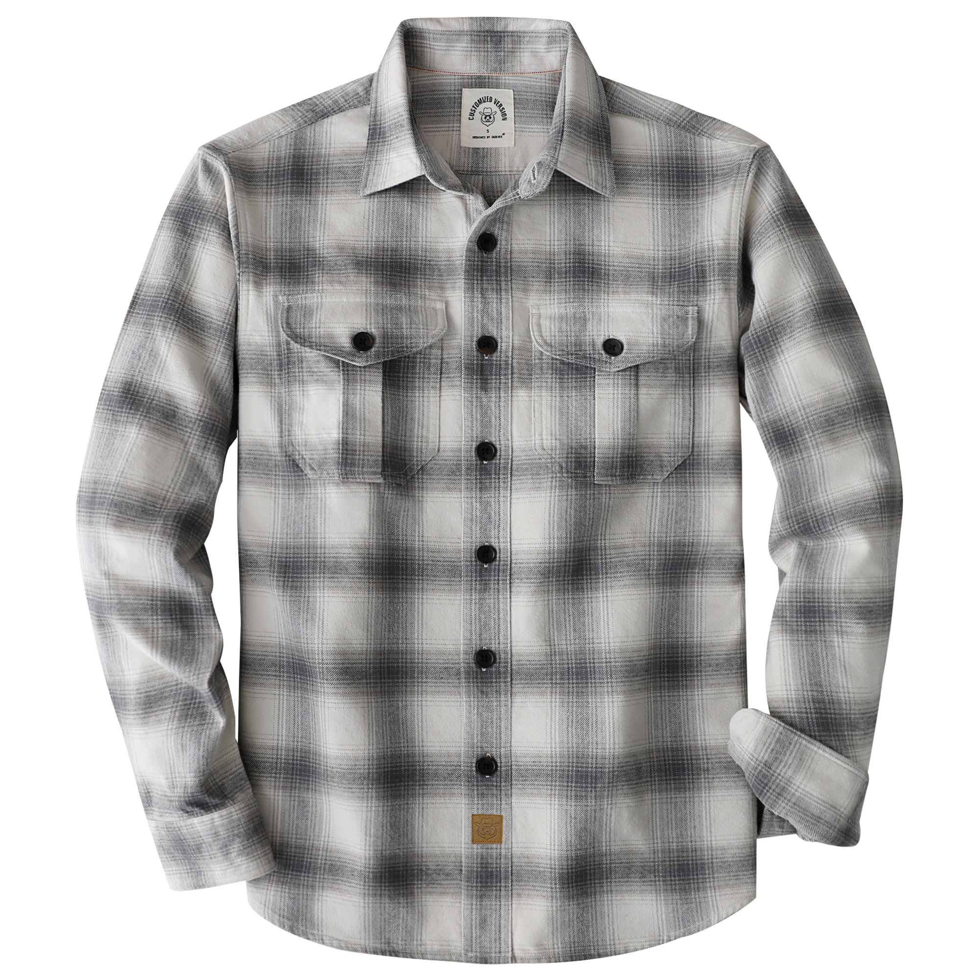 Dubinik® 8.6oz Heavyweight Flannel Shirt for Men Long Sleeve Vintage Work Shirts Casual Cotton Button Down Plaid Overshirt#22207