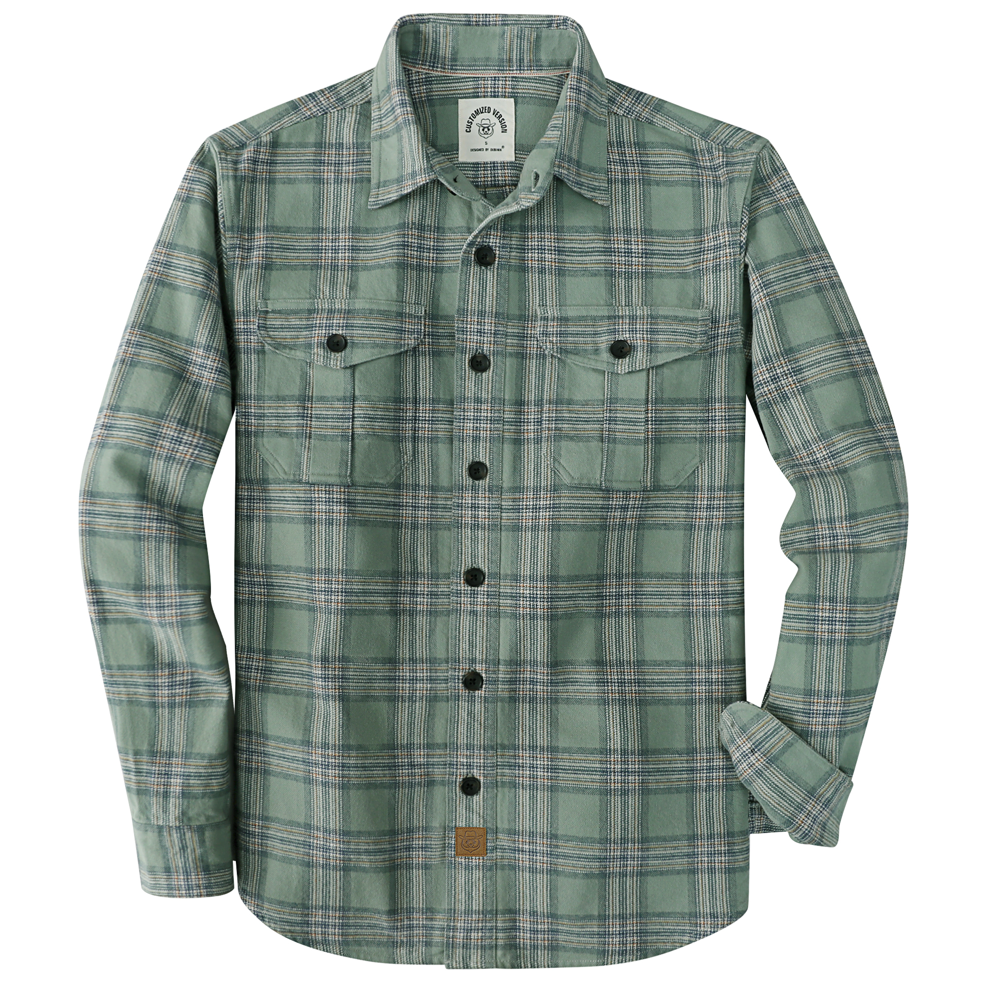 Dubinik® 8.6oz Heavyweight Flannel Shirt for Men Long Sleeve Vintage Work Shirts Casual Cotton Button Down Plaid Overshirt#22208