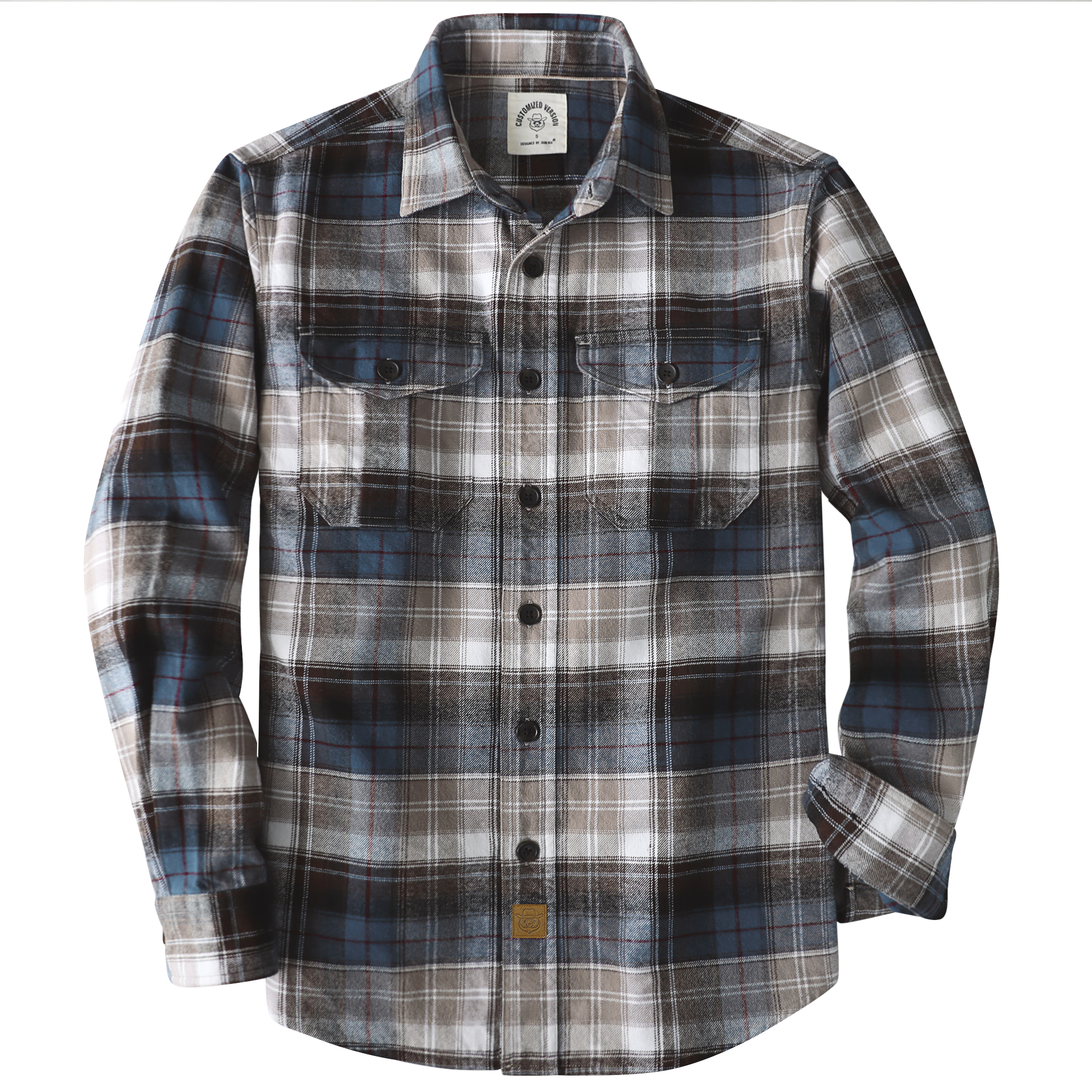 Dubinik® 8.6oz Heavyweight Flannel Shirt for Men Long Sleeve Vintage Work Shirts Casual Cotton Button Down Plaid Overshirt#22210