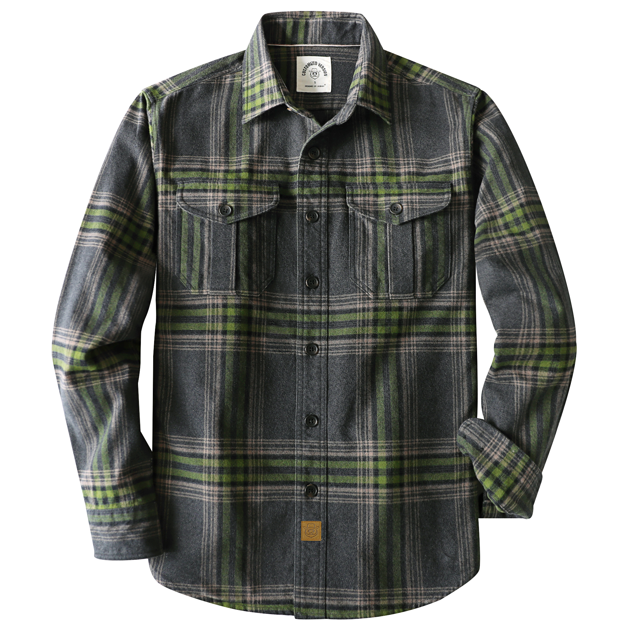 Dubinik® 8.6oz Heavyweight Flannel Shirt for Men Long Sleeve Vintage Work Shirts Casual Cotton Button Down Plaid Overshirt#22203