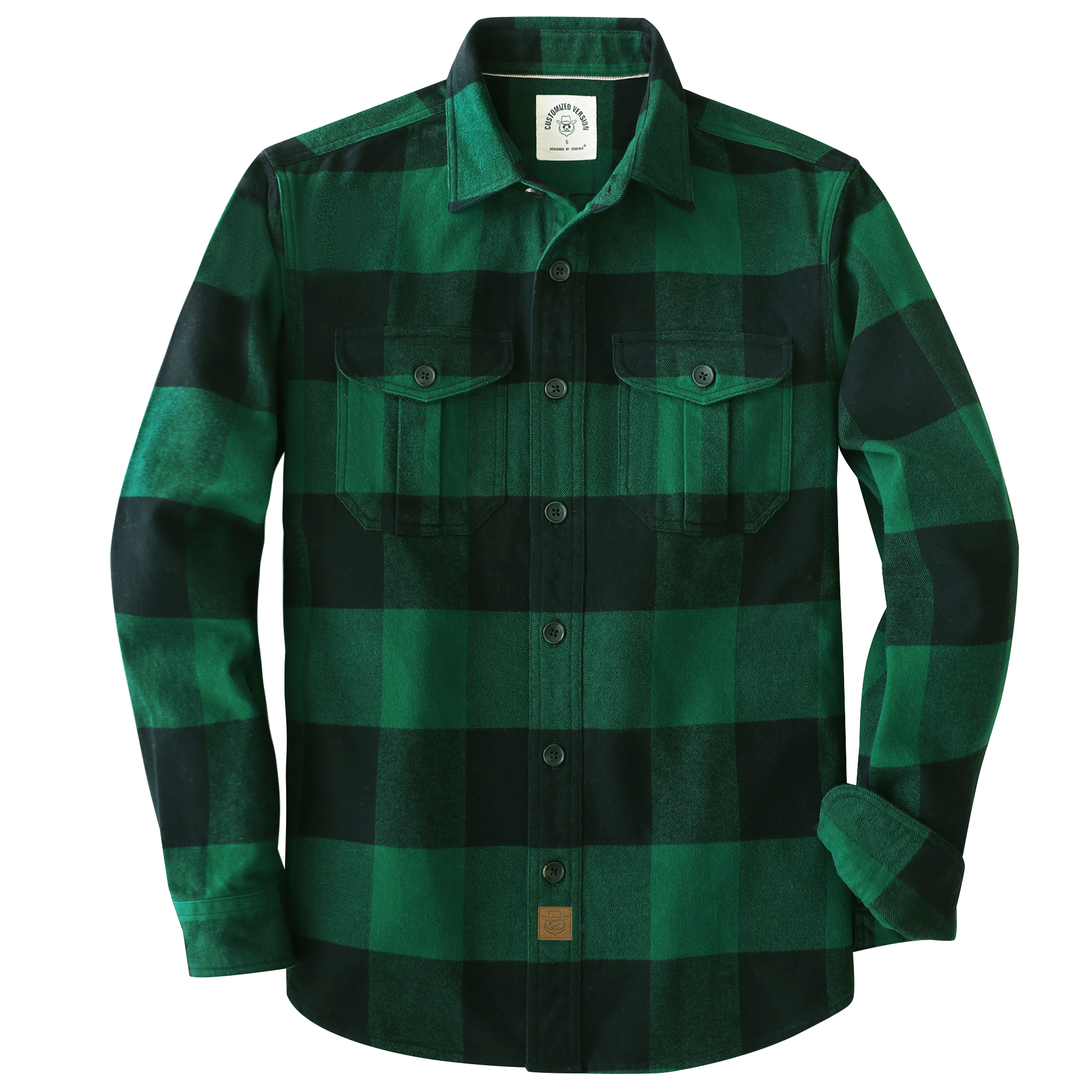 Dubinik® 8.6oz Heavyweight Flannel Shirt for Men Long Sleeve Vintage Work Shirts Casual Cotton Button Down Plaid Overshirt#22202