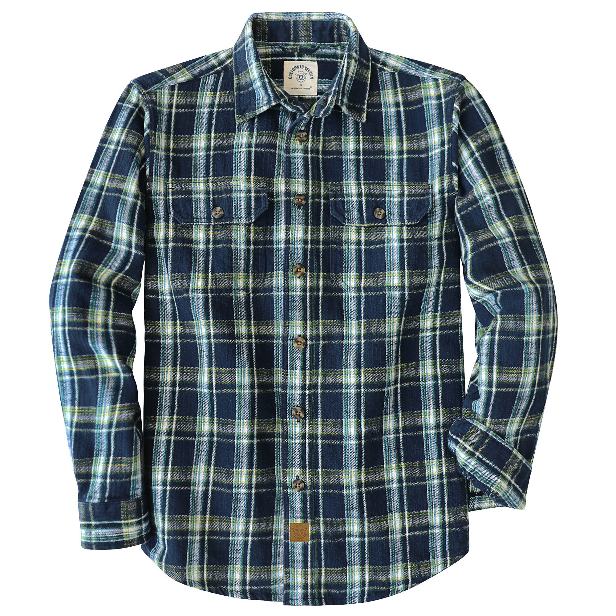 Dubinik® 9.7oz Heavyweight Flannel Shirt for Men Long Sleeve Cotton Plaid#22413