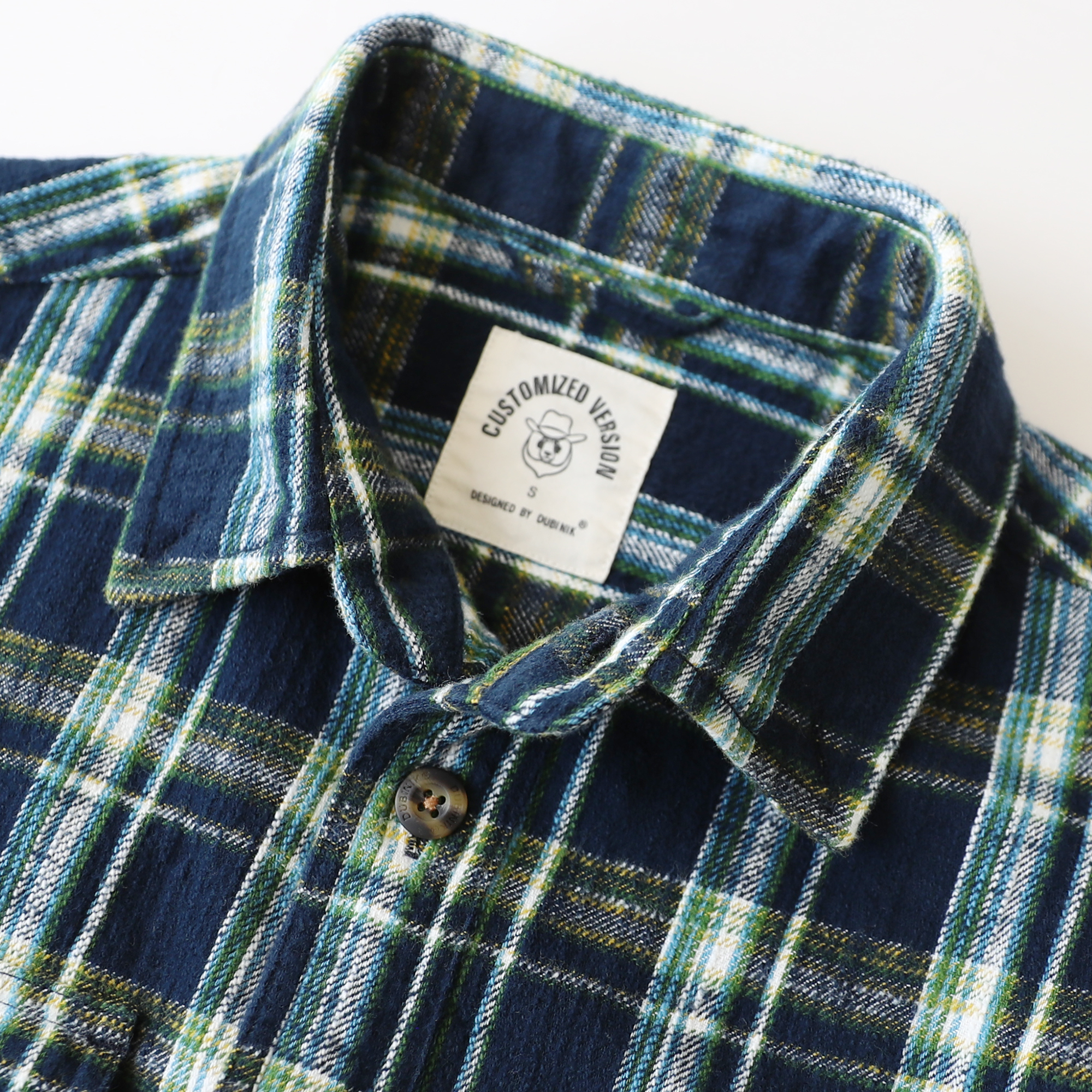 Dubinik® 9.7oz Heavyweight Flannel Shirt for Men Long Sleeve Cotton Plaid#22413