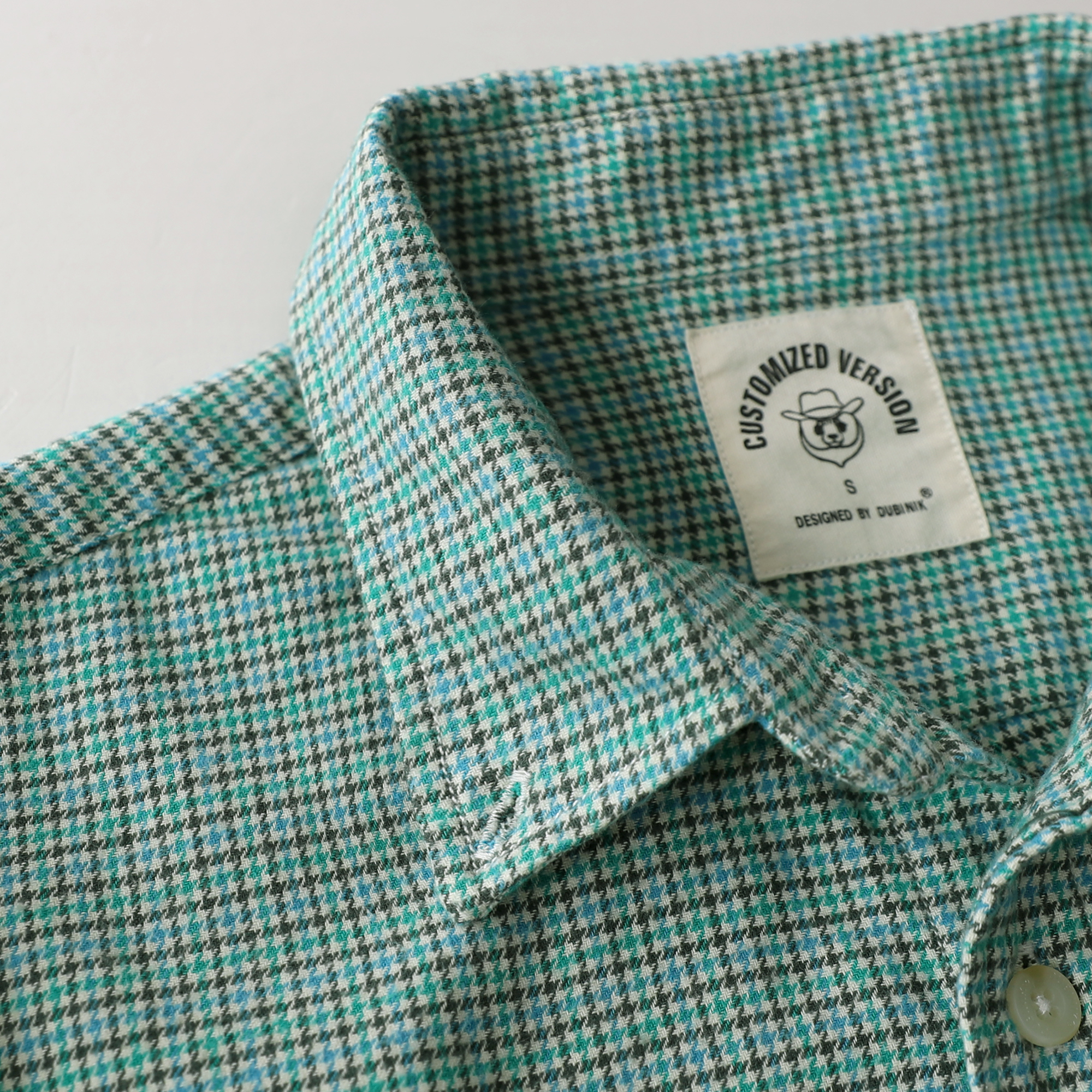 Dubinik® 6oz Flannel Shirt for Men Houndstooth Cotton Button Down Work#104006