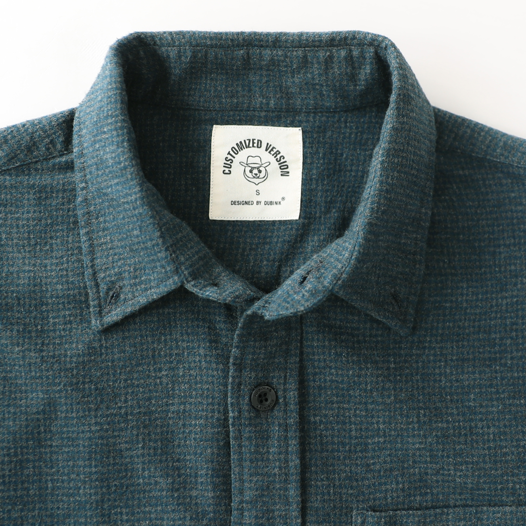 Dubinik® 6oz Flannel Shirt for Men Houndstooth Cotton Button Down Work#104011