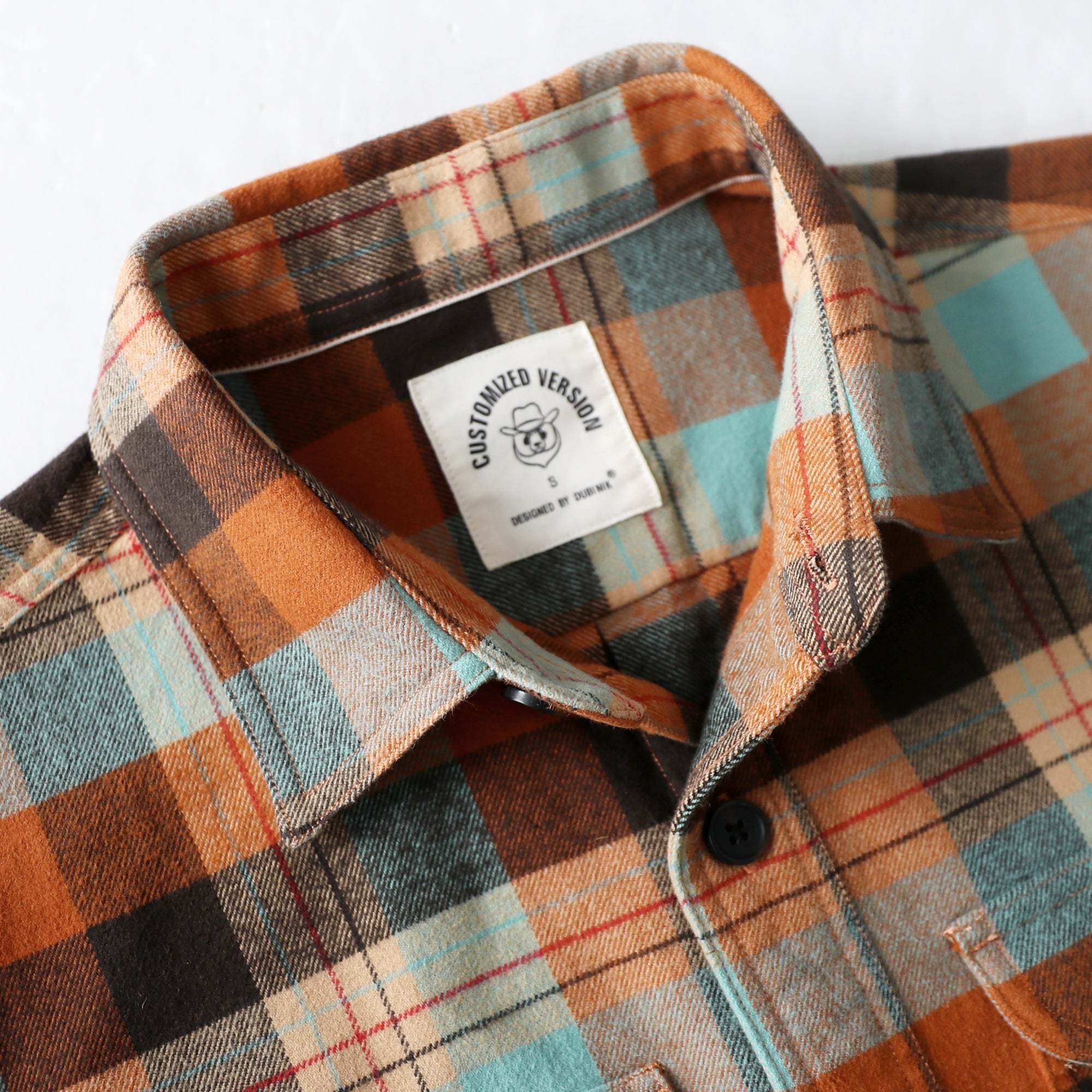 Dubinik® 8.6oz Heavyweight Flannel Shirt for Men Long Sleeve Vintage Work Shirts Casual Cotton Button Down Plaid Overshirt#22209