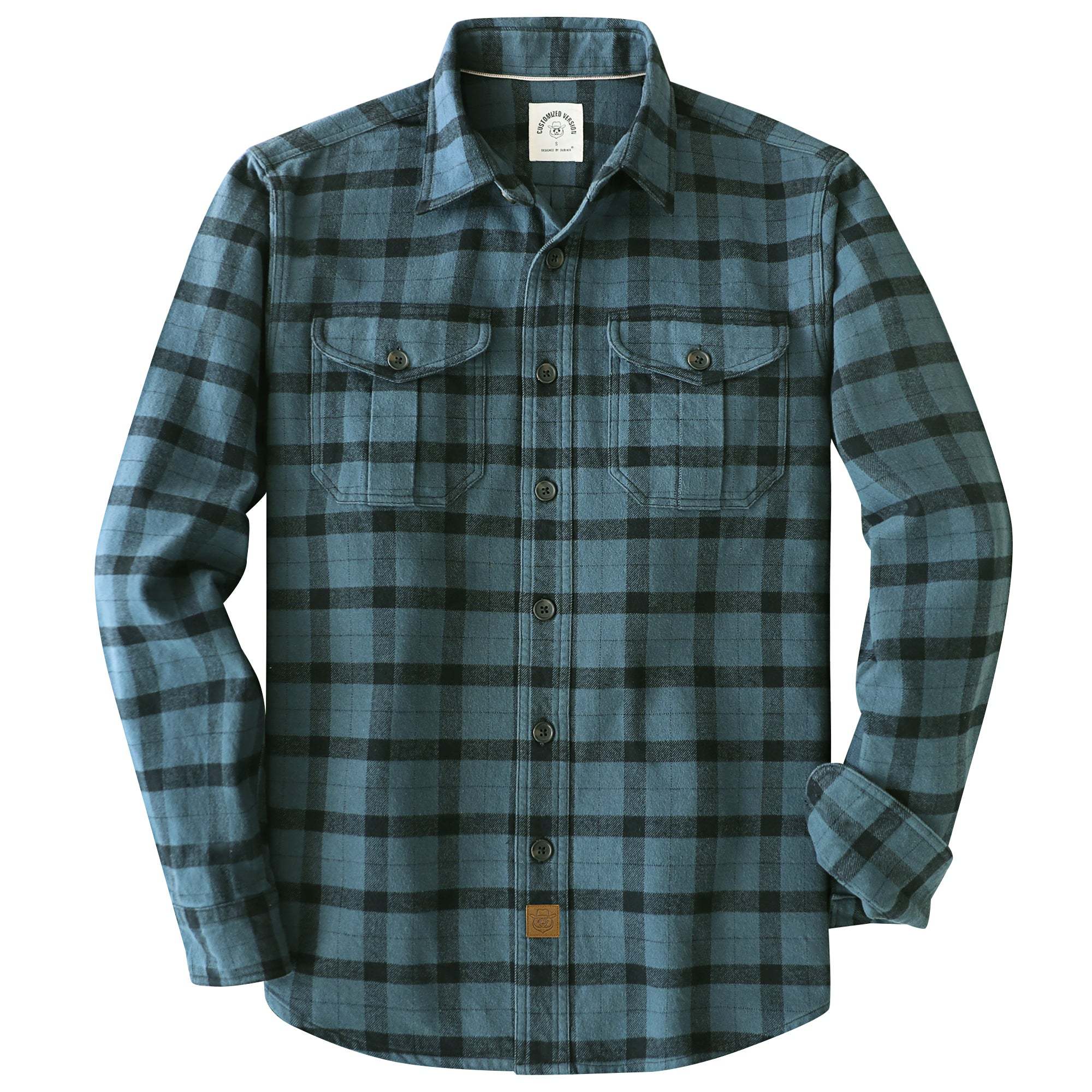 Dubinik® 8.6oz Heavyweight Flannel Shirt for Men Long Sleeve Vintage Work Shirts Casual Cotton Button Down Plaid Overshirt#22201