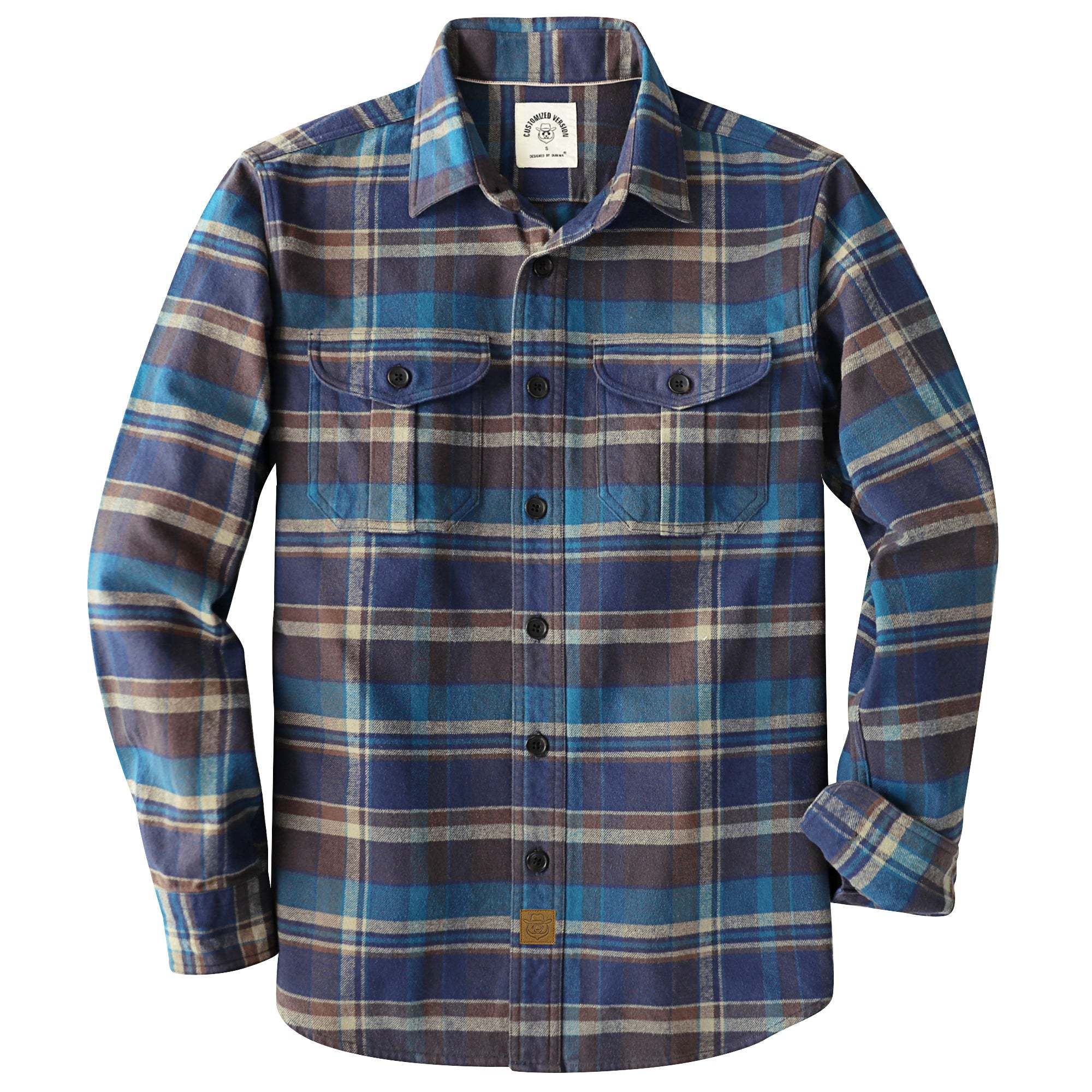 Dubinik® 8.6oz Heavyweight Flannel Shirt for Men Long Sleeve Vintage Work Shirts Casual Cotton Button Down Plaid Overshirt#22211