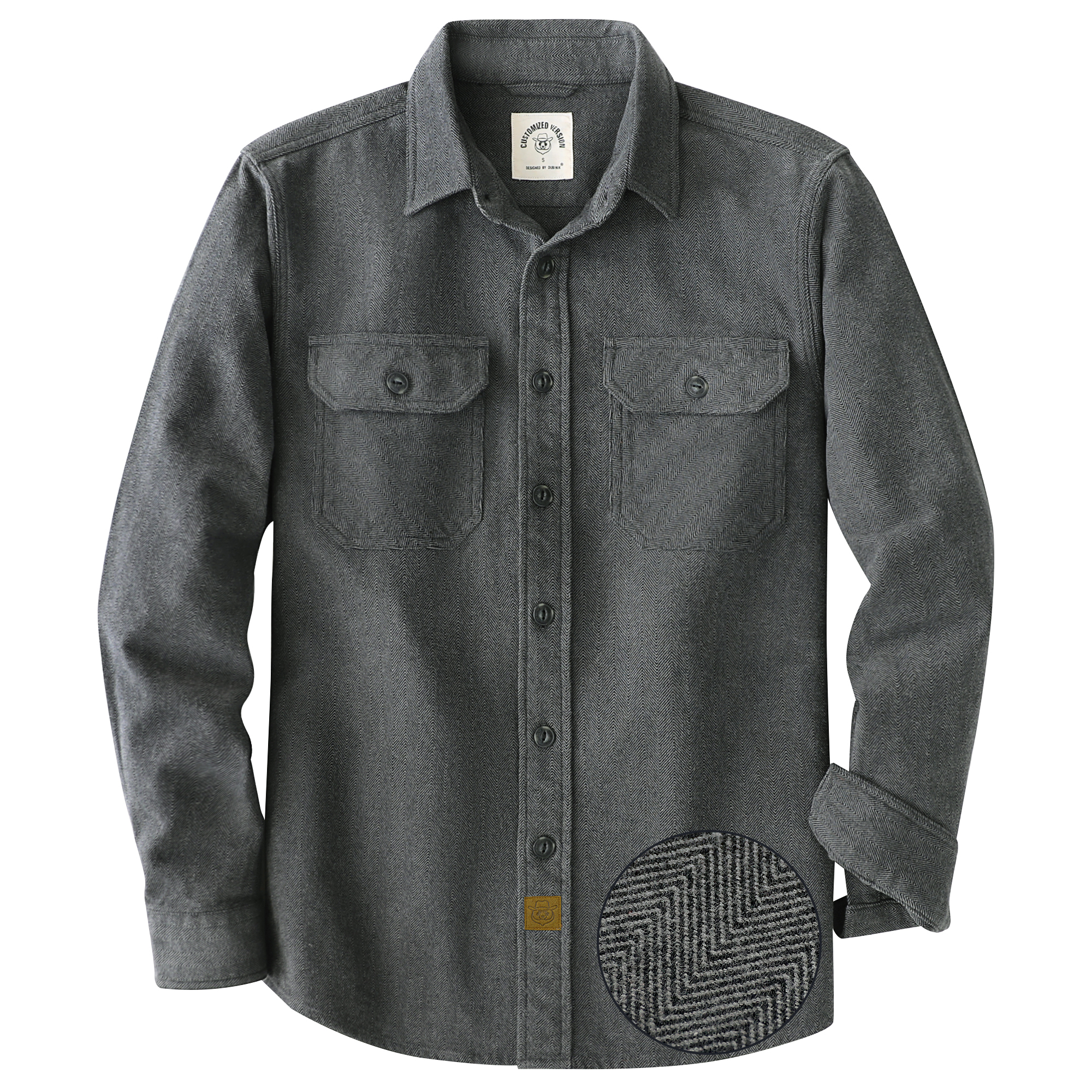Dubinik® Men's 7.7 oz Herringbone Flannel Shirt for Men Cotton Regular Fit#10304