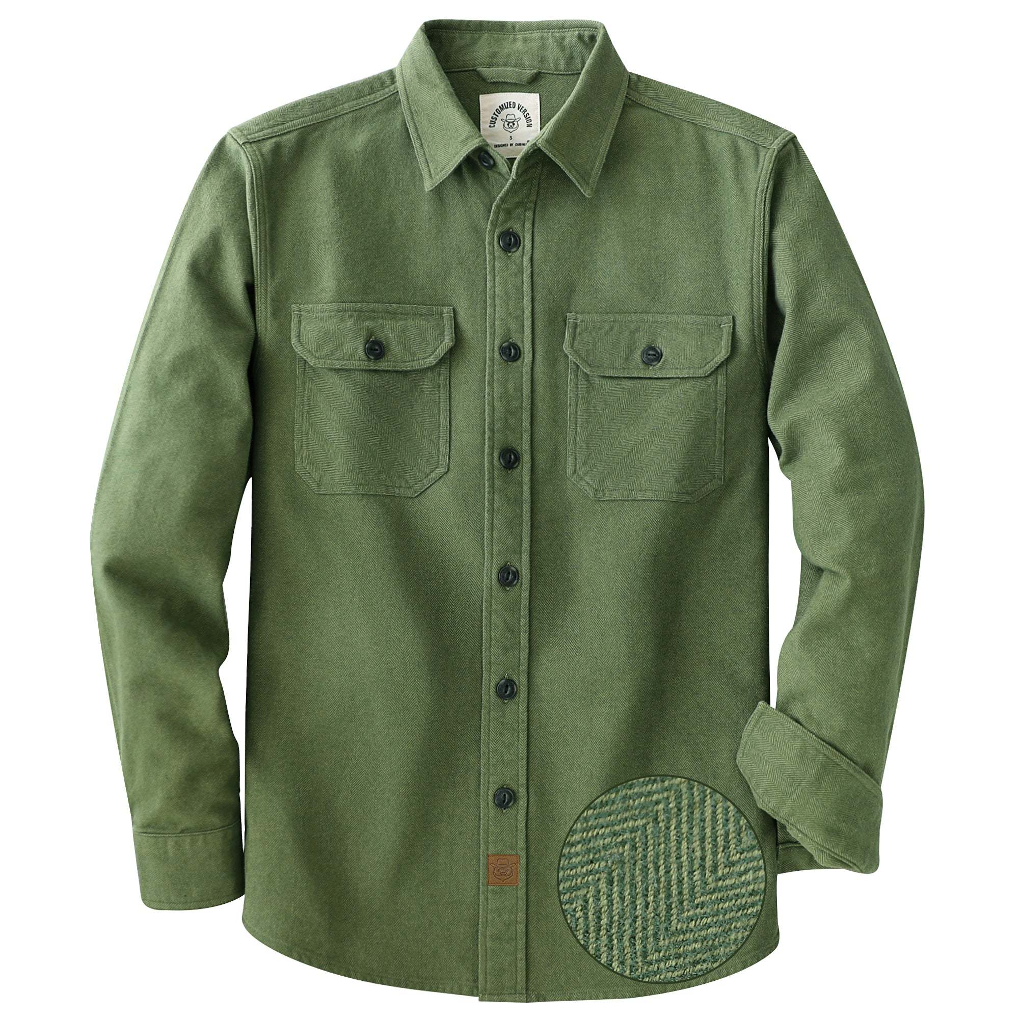 Dubinik® 7.7 oz Herringbone Flannel Shirt for Men Cotton Regular Fit#10302